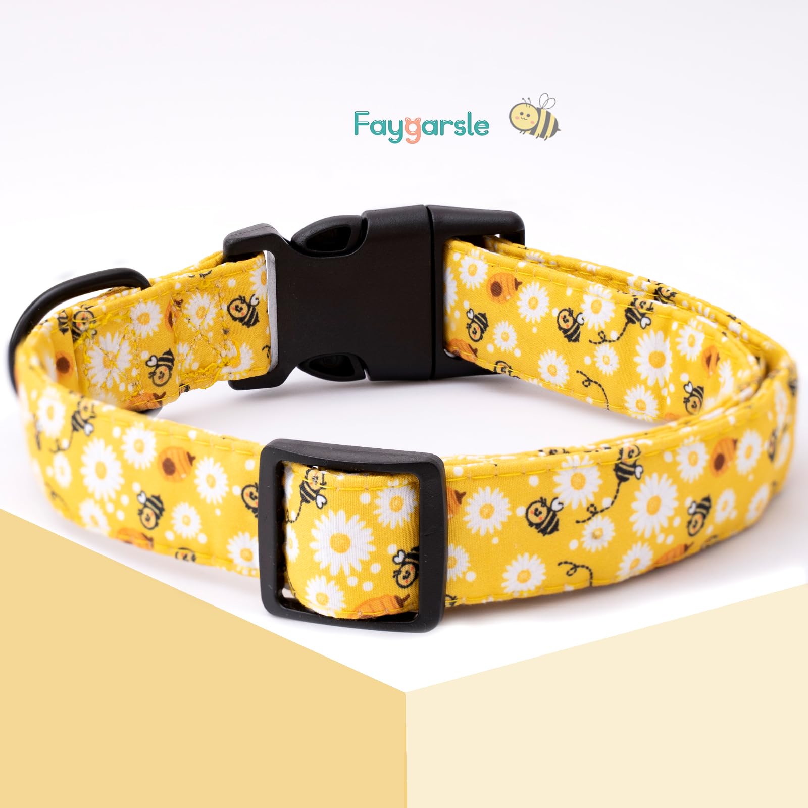 Faygarsle Dog Collar For Small Medium Large Dogs Yellow Puppy Collars For Female Dogs Floral Bee Daisy Patterned Pet Collars For