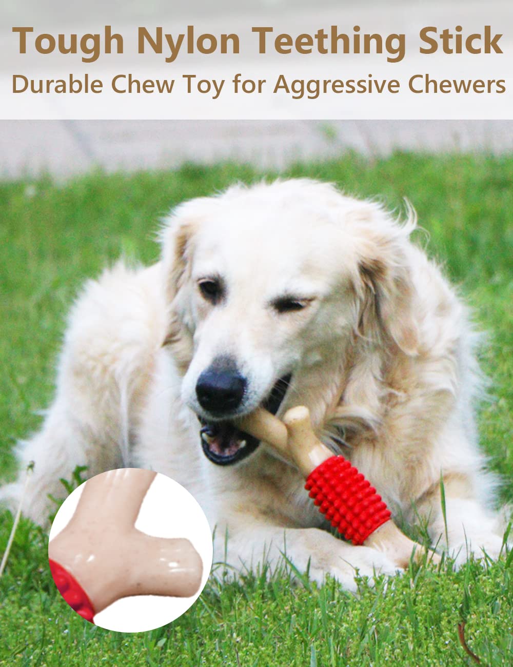 Schitec Dog Chew Toy For Aggressive Chewers, Tough Big Nylon & Rubber Teething Stick With Real Bacon Flavor For Large Medium Bre