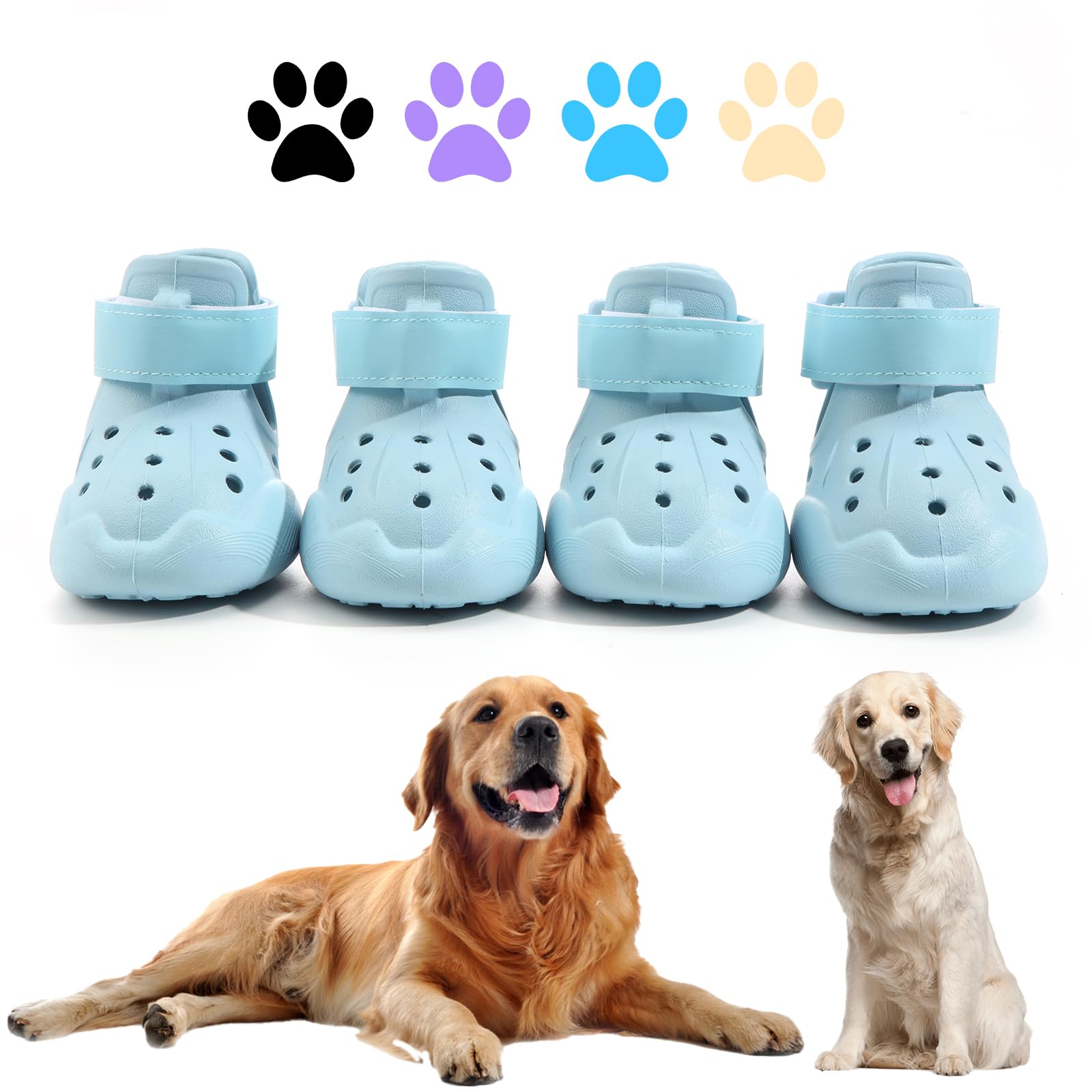 Dogoys Dog Shoes, Dog Sandals For Hot Pavement, Non-Slip Waterproof Dog Booties For Winter Snowy Day And Summer, Adjustable Stra