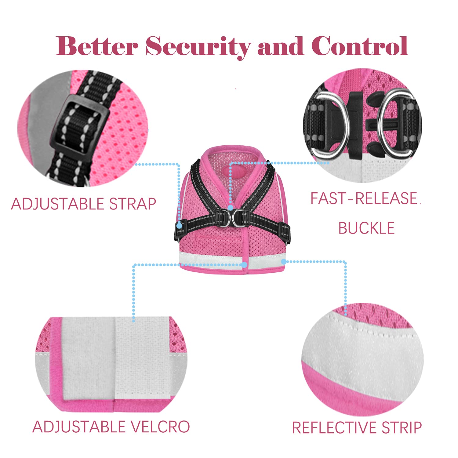 Cat Harness and Leash for Walking, Kitten Escape Proof Harnesses, Adjustable Reflective Puppy Harness with Leashes Set, Easy Adj