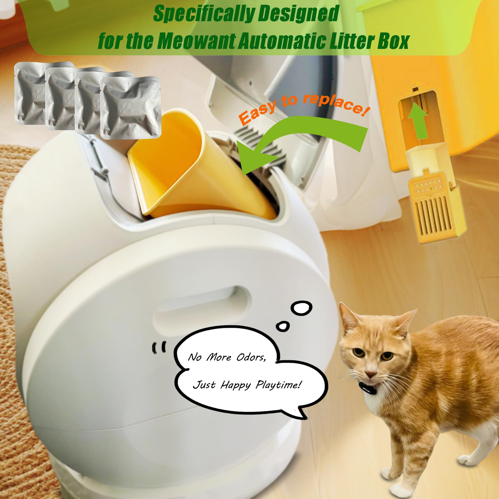 Replacement Odor Eliminator For Meowant Self-Cleaning Cat Litter Box, Cat Toilet Deodorizer Compatible With Meowant Automatic Li