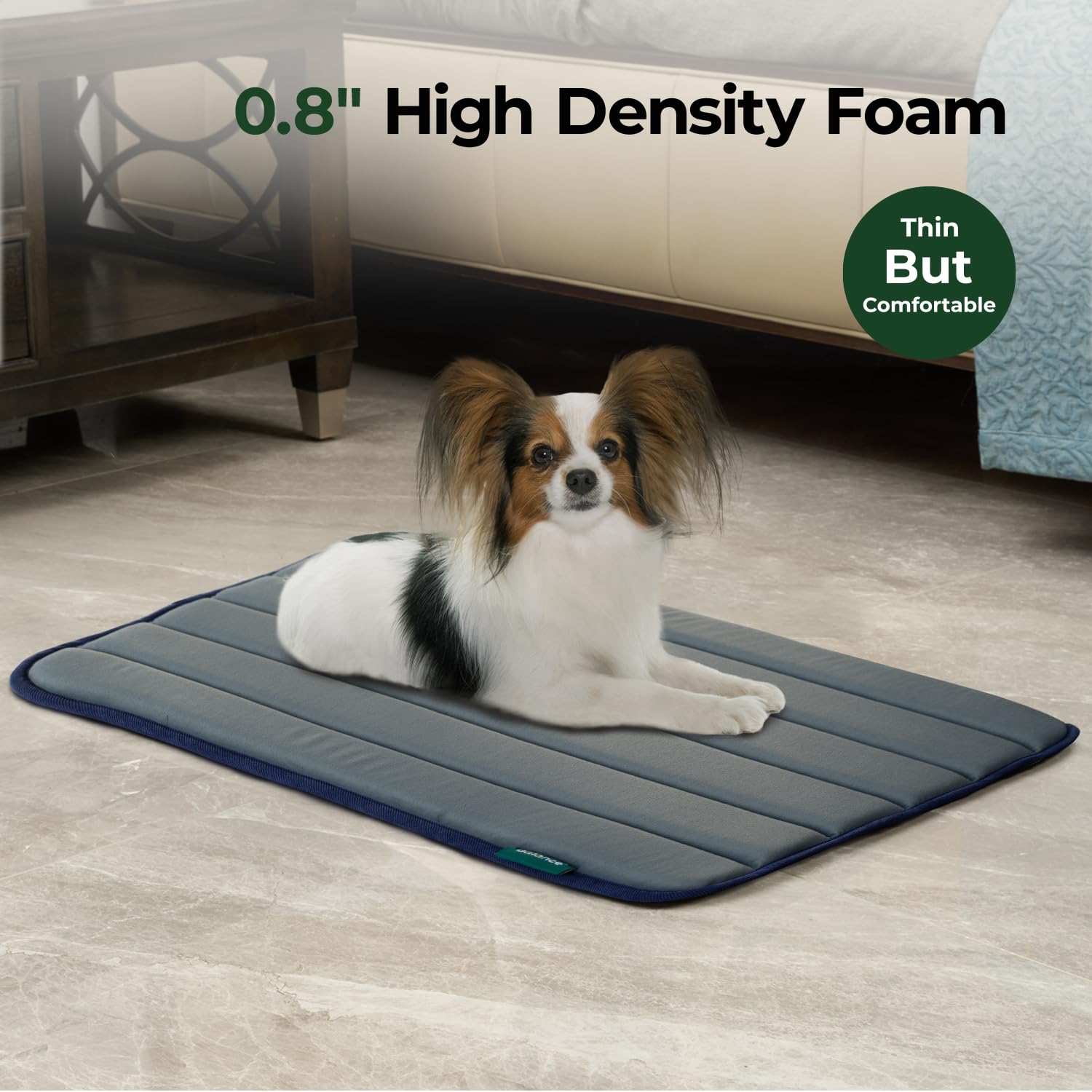 BALANCE Dog Crate Pad, Washable Water-Resistant Foam Mat, 24"x18", Dusty Blue, Model PSM04-PB-S