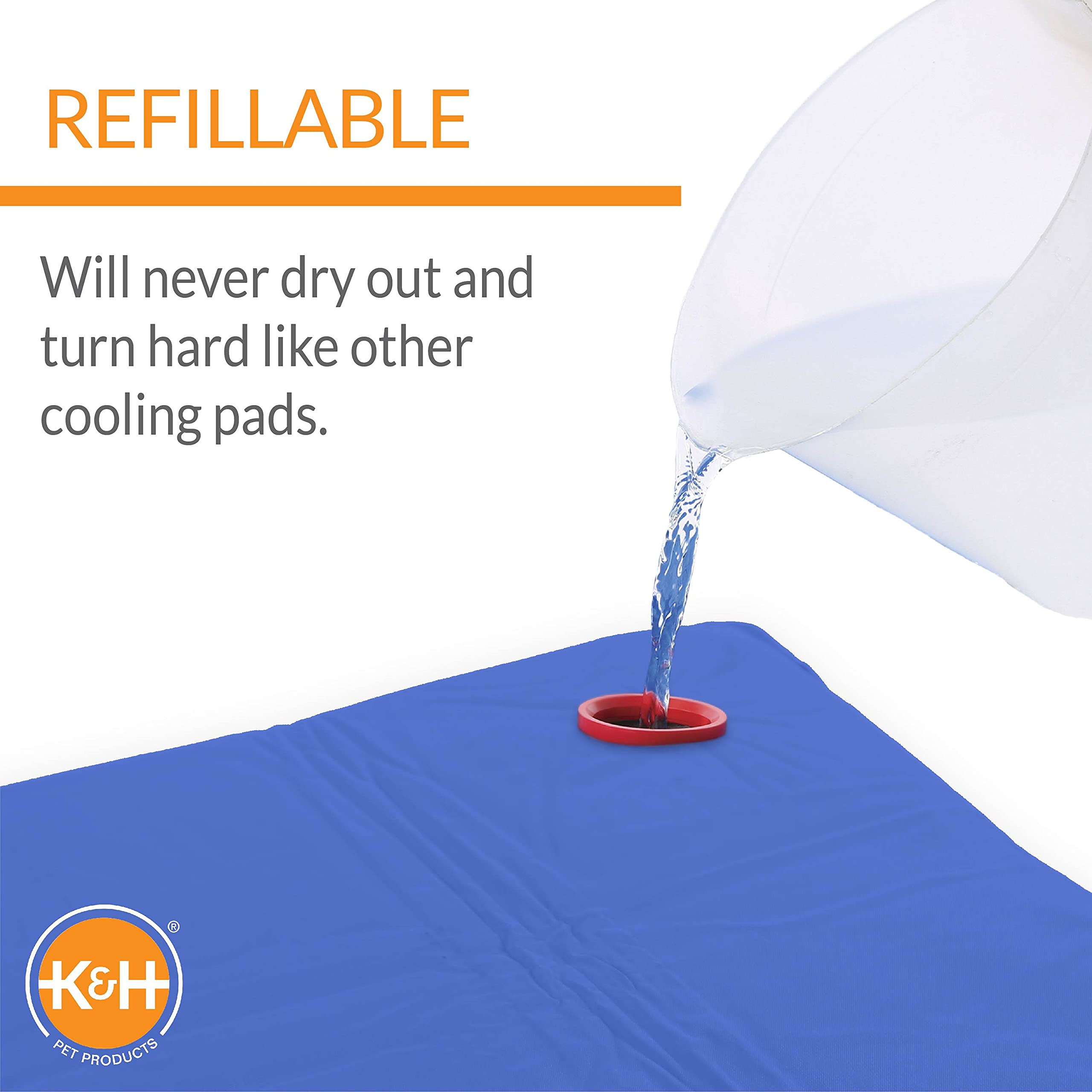 K&H Pet Products Summer Cooling Mat For Dogs Or Cats, Outdoor Dog Cooling Mat For Travel Carriers, Cooling Pad For Dog That'S Easy Carry, Non-Toxic, No Gel - Cooling Dog Bed - Blue Xlarge 38' X 27'