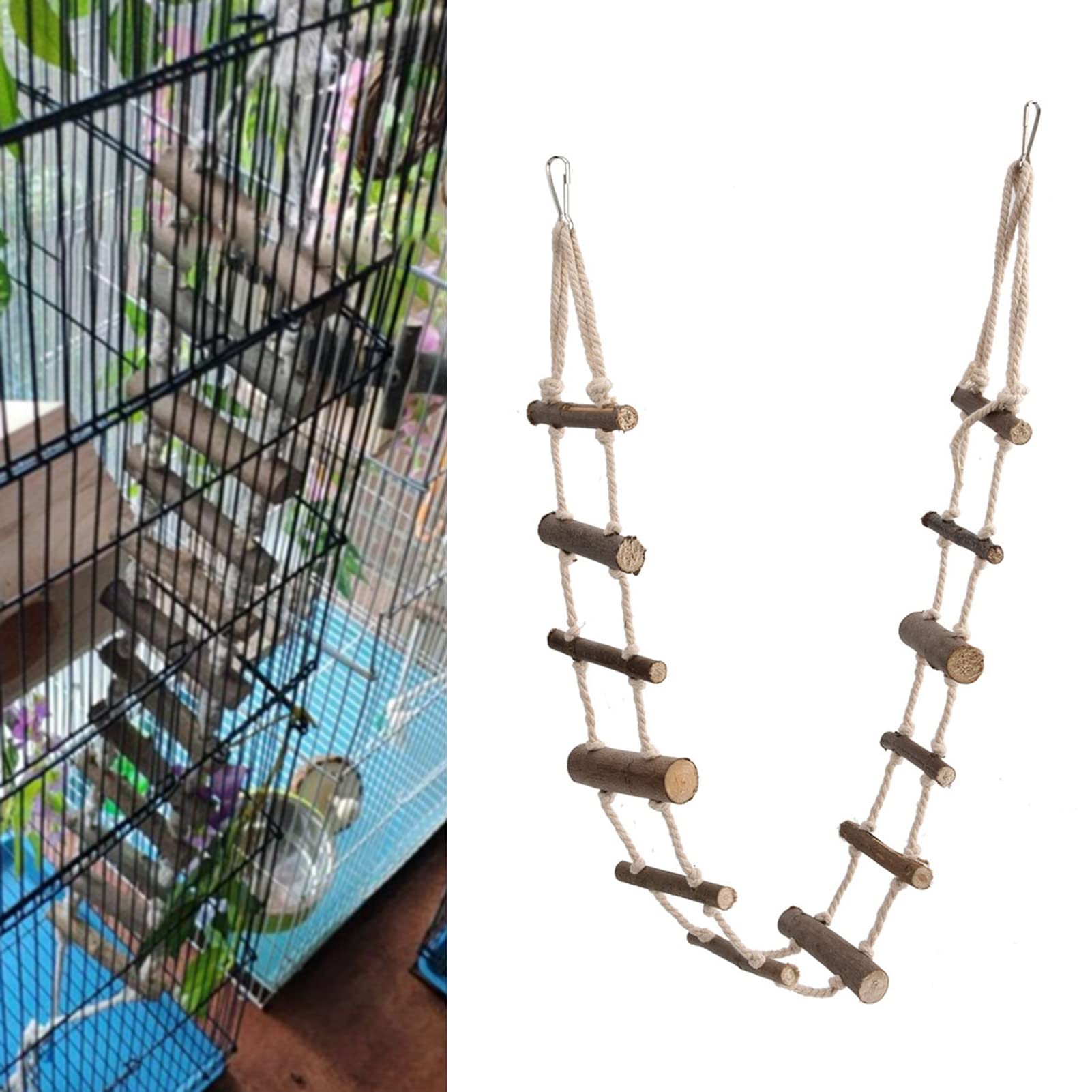 Pet Hamster Climbing Ladder, Parrot Nature Wood Long Climbing Ladders Squirrel Suspension Rope Bridge For Squirrel Hamster Totoro Sugar Gliders