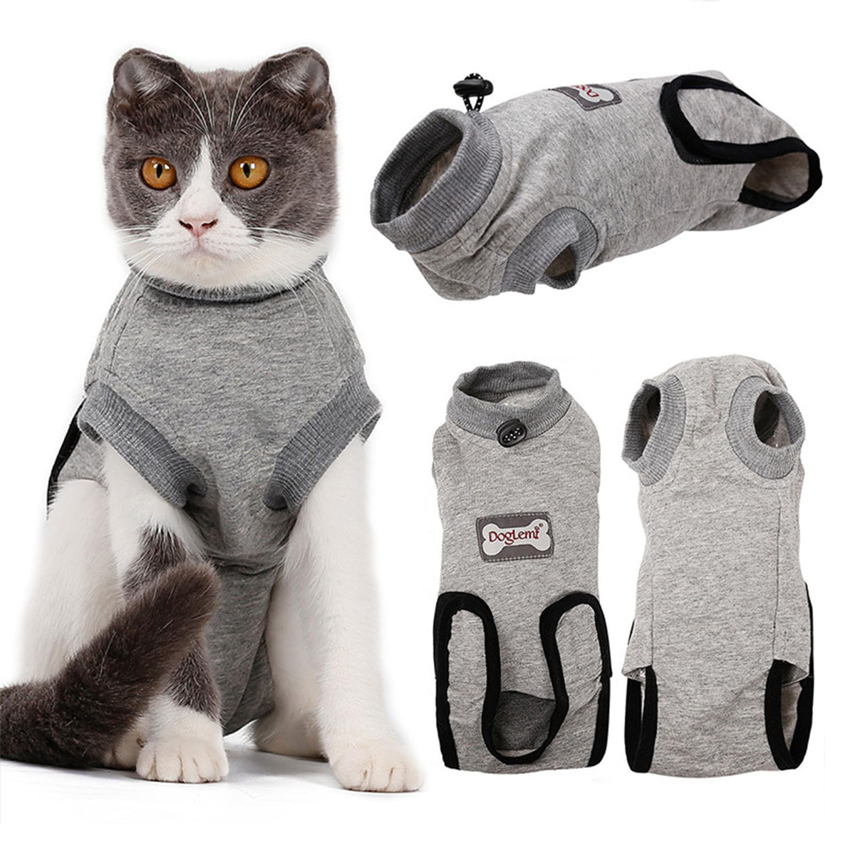 Doglemi Cat Surgery Recovery Suit Breathable Professional Cat Recovery Clothing For Surgical Abdominal Wounds After Surgery Wear Pajama Suit E-Collar Alternative Skin Diseases Protection (S)