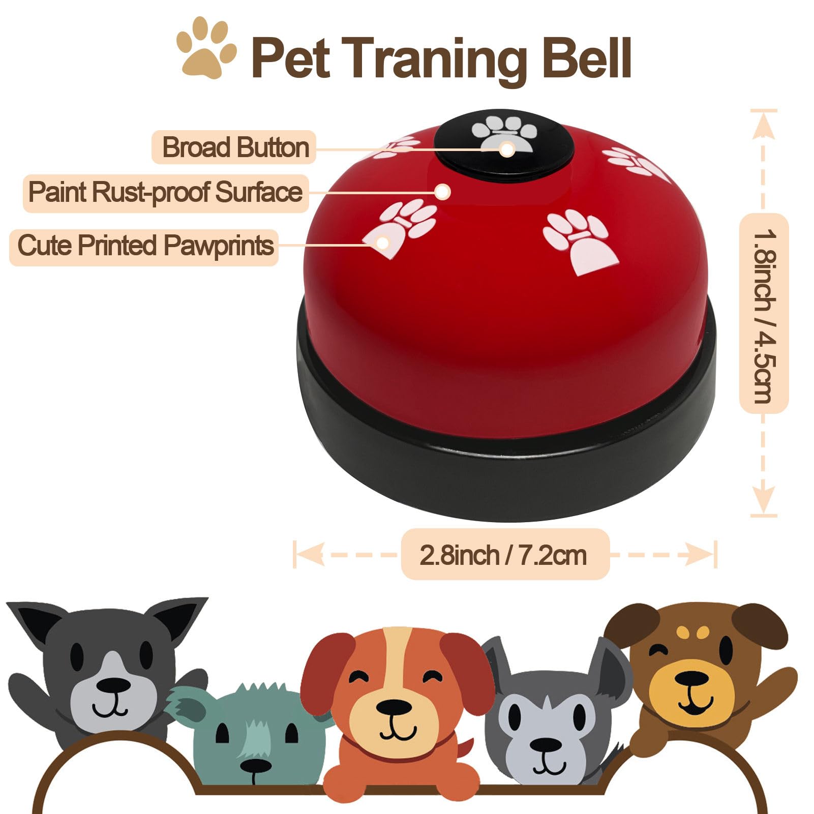 Kexiava 2 Pack Dog Door Bells, Dog Doorbell To Go Outside Puppy Train Bell For Dogs To Ring To Go Potty, Puppy Toilet Training B