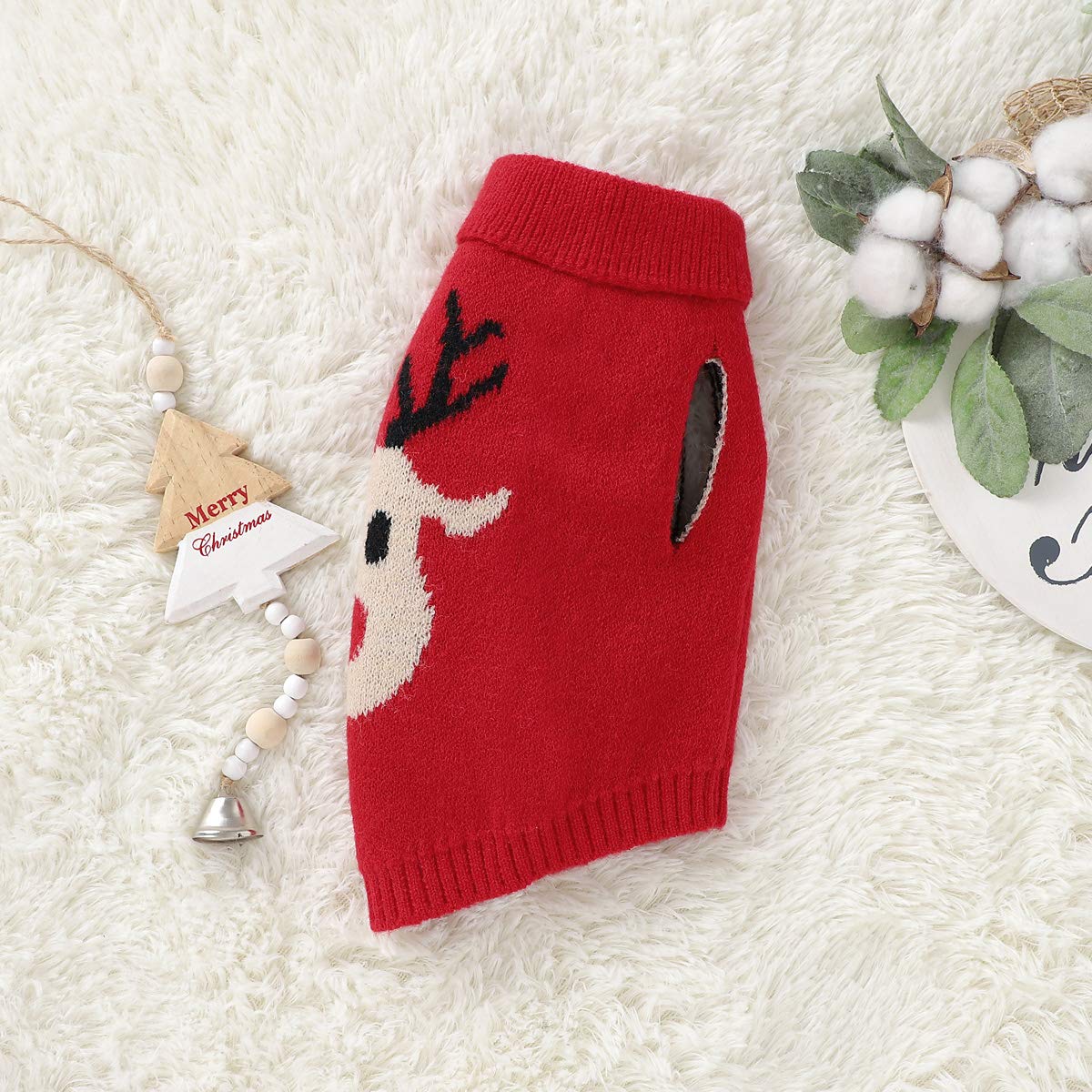 Zjyufy Christmas Dog Sweater Small Dog Girl Sweater Xmas Soft Winter Warm Reindeer Dog Knitted Sweater For Teacup Poodles Chihua
