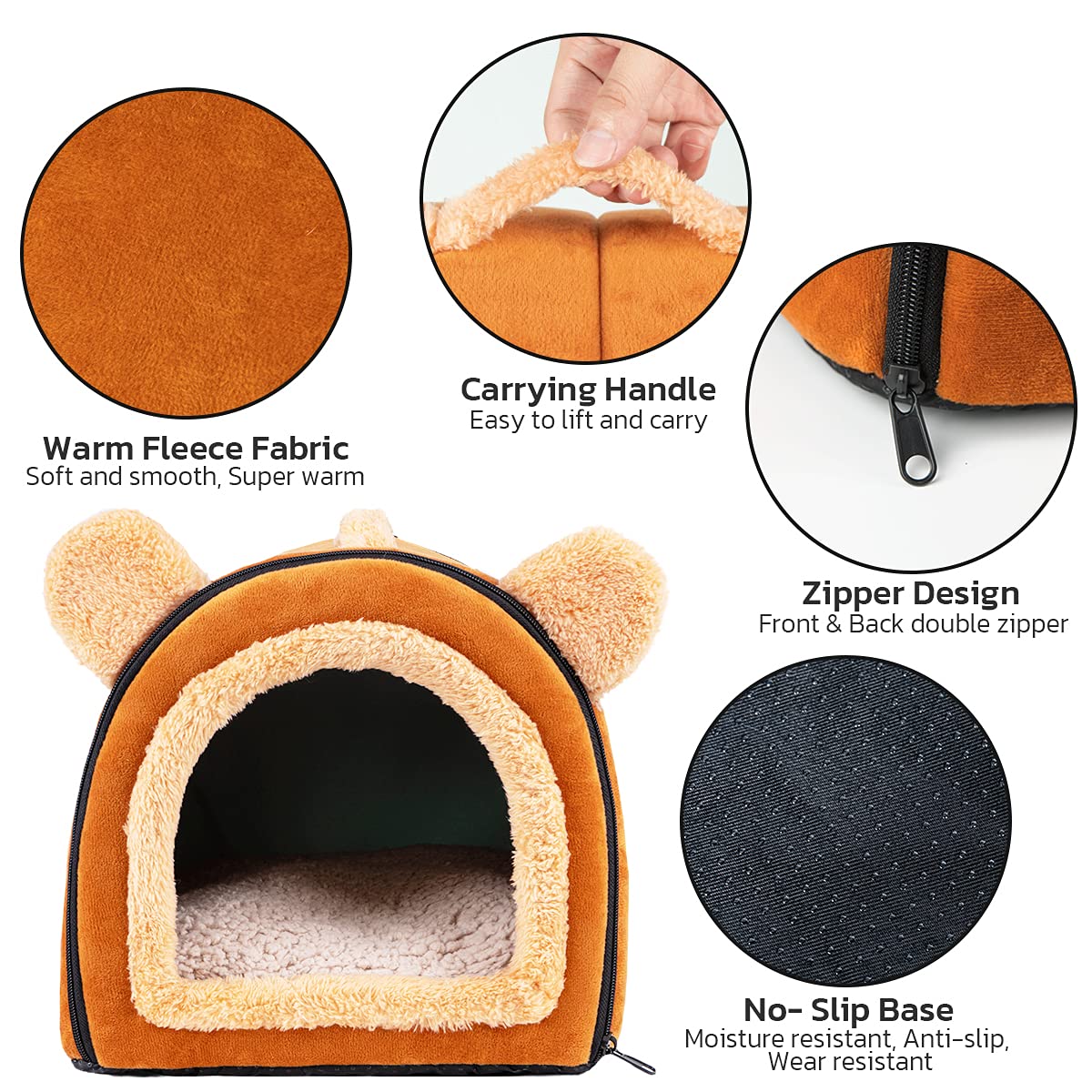 Pet Soft Guinea Pig Bed Rabbit Bed Cozy Guinea Pig Hideout House Bunny Hideout For Rabbits Hamster Bunny Rats Chinchilla Cave Bed Small Animal Bed (Brown)