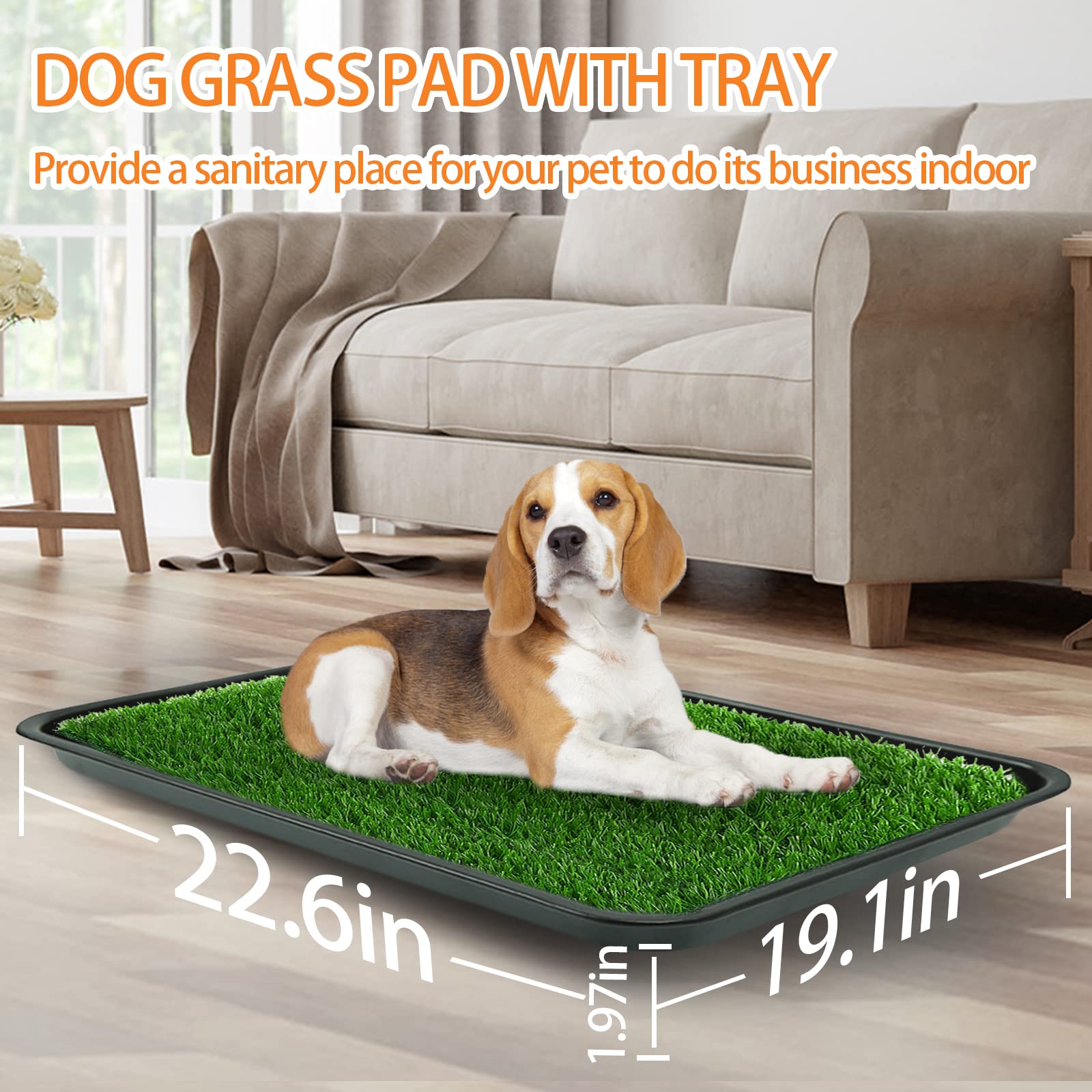 Embellbatt Dog Grass Pad With Tray, Dog Potty Grass For Puppy Training, Artificial Fake Grass For Dogs To Pee On Indoor Outdoor