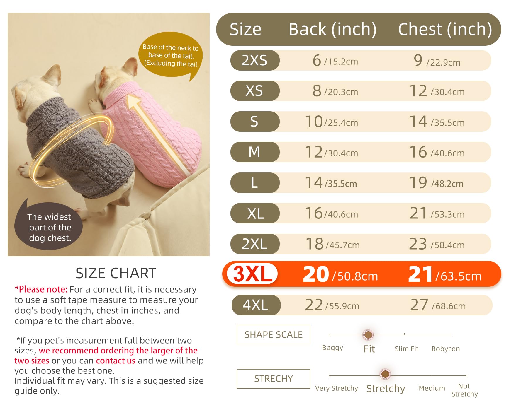 Roseelk 2 Pack Dog Sweaters For Small Dogs - Puppy Medium/Large Warm Clothes In Winter, Turtleneck Pullover Design For Boy Girl Pet, Doggie, Cat, Kitten Chihuahua Bulldog Pug Beagles (3Xl, Red, Beige)