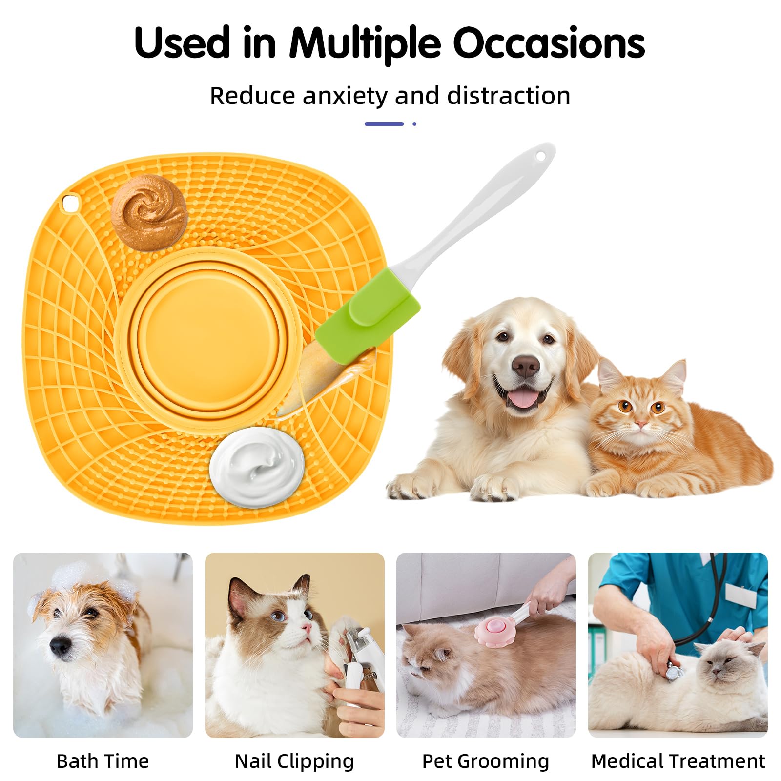 Ofcasa Lick Mat For Small Dogs And Cats With Suction Cups, Silicone Slow Feeder Lick Pad With Collapsible Bowl For Anxiety Relie