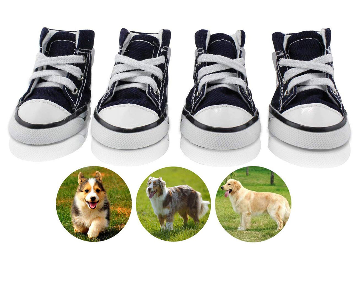 Abcgoodefg Pet Dog Shoes Puppy Canvas Sneaker Boots, Outdoor Nonslip Causal Shoes Rubber Sole Soft Cotton Inner Fabric Shoes For Small Dog(#4(1.732.20), Blue)