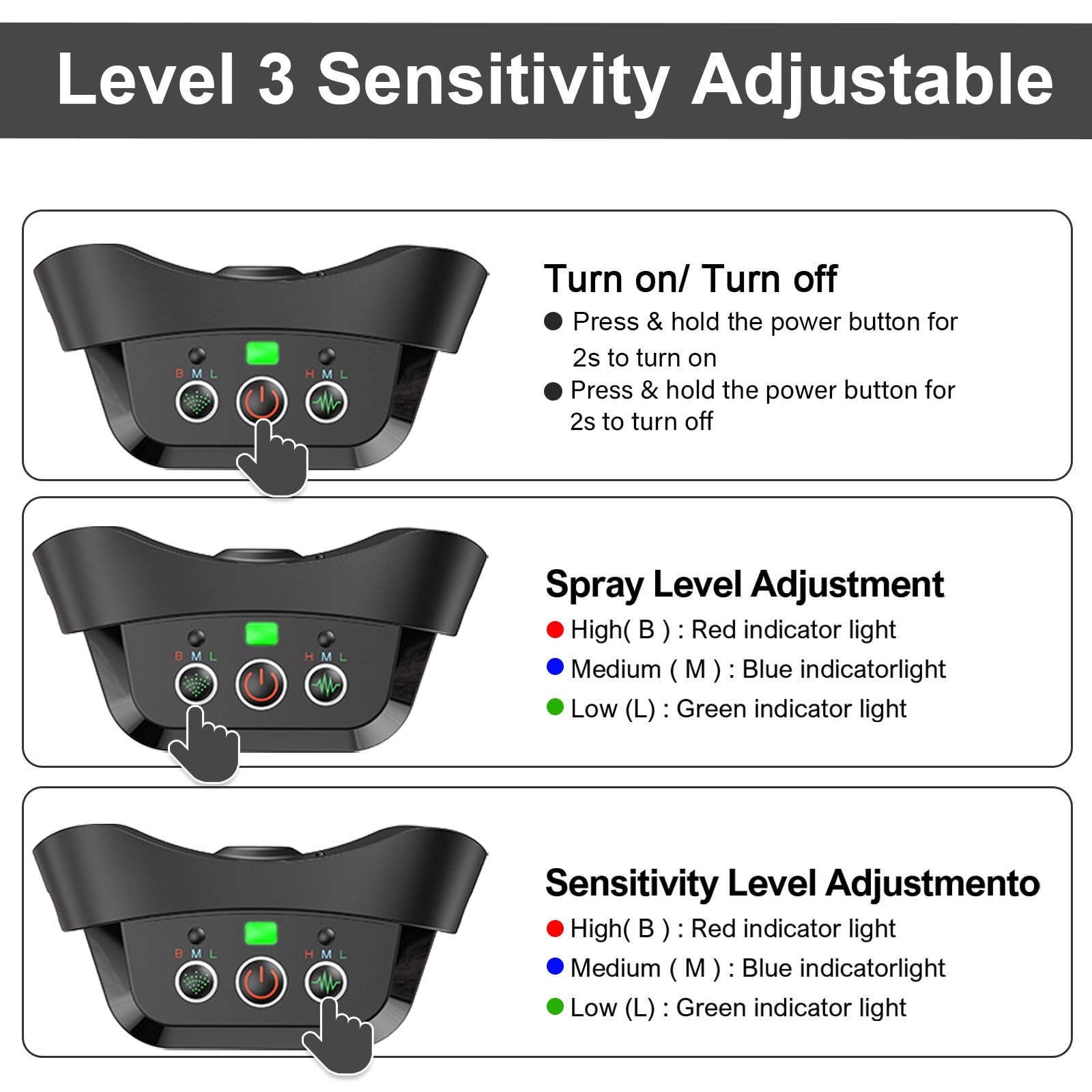 Citronella Bark Collar, Spray Dog Collar [1 Citronella Refill] Level 3 Sensitivity Adjustable Waterproof Chargeable Bark For Sma