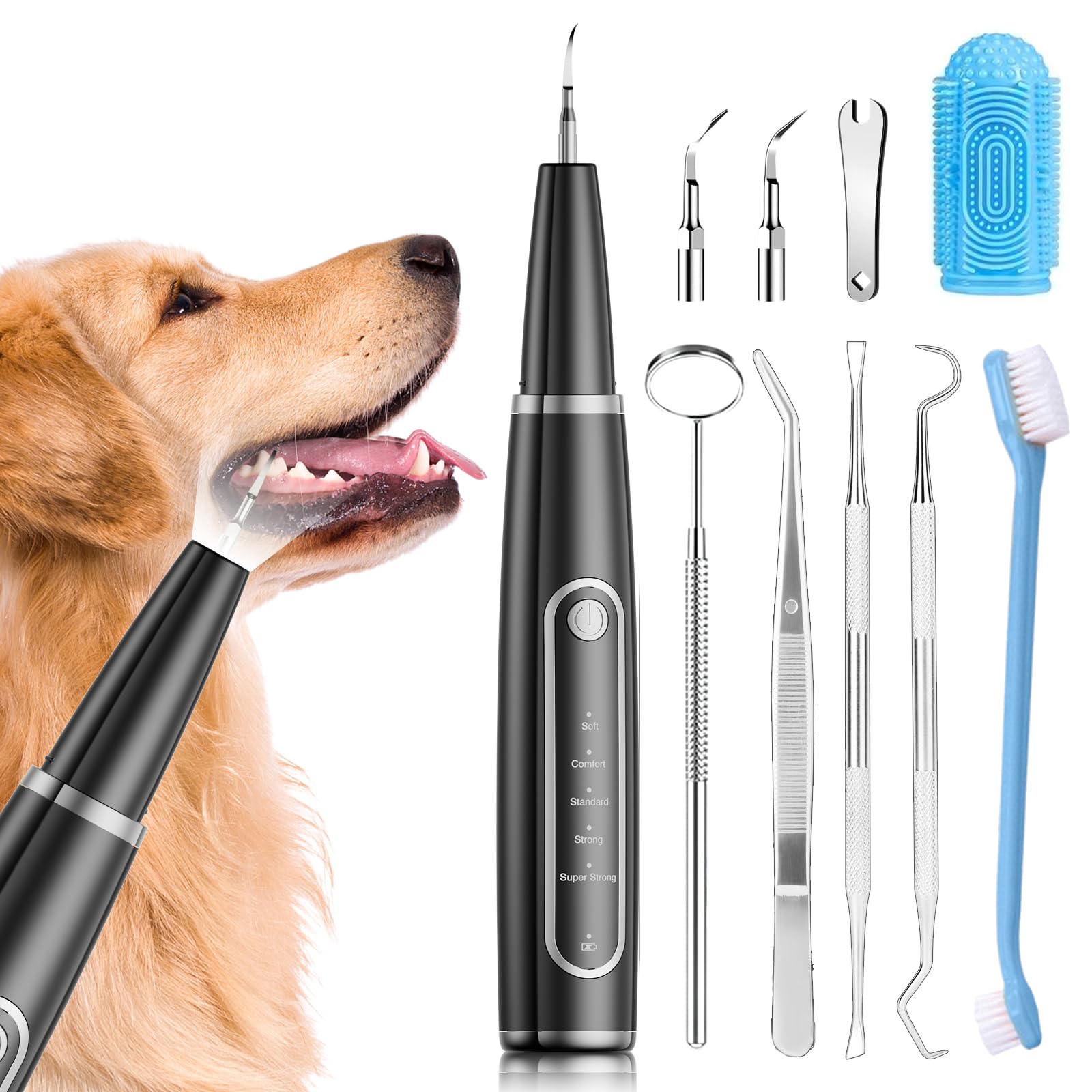 Ni-SHEN Dog Plaque Remover for Teeth,Pet Ultrasonic Tooth Cleaner,Teeth Cleaning Kit -Tartar Remover for Teeth Stains for Dogs a