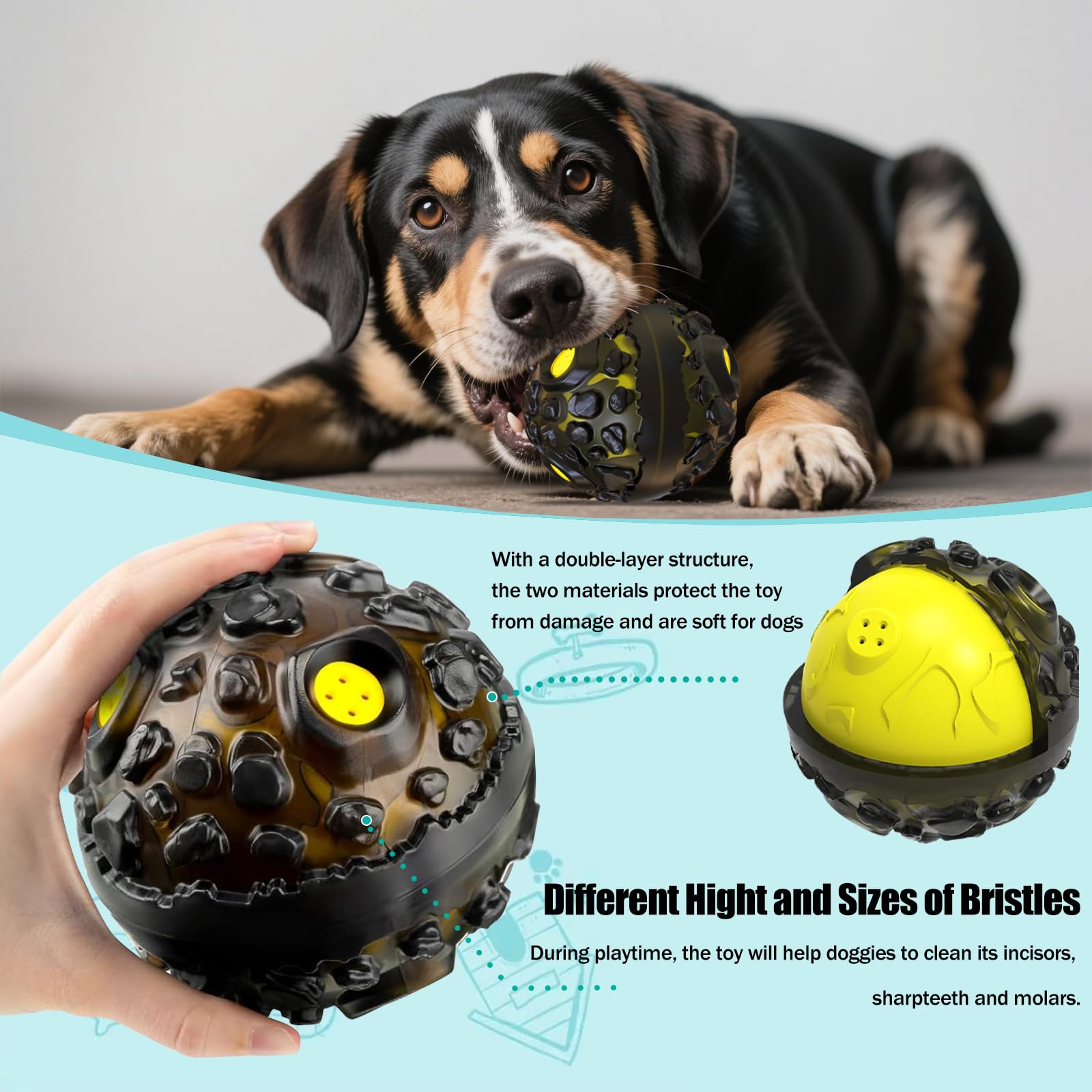2 Pcs Dog Ball Toy for Aggressive Chewers, Interactive Dog Ball with Funny Squeaky When Wiggle, Wiggle Balls Dogs Toys for Small