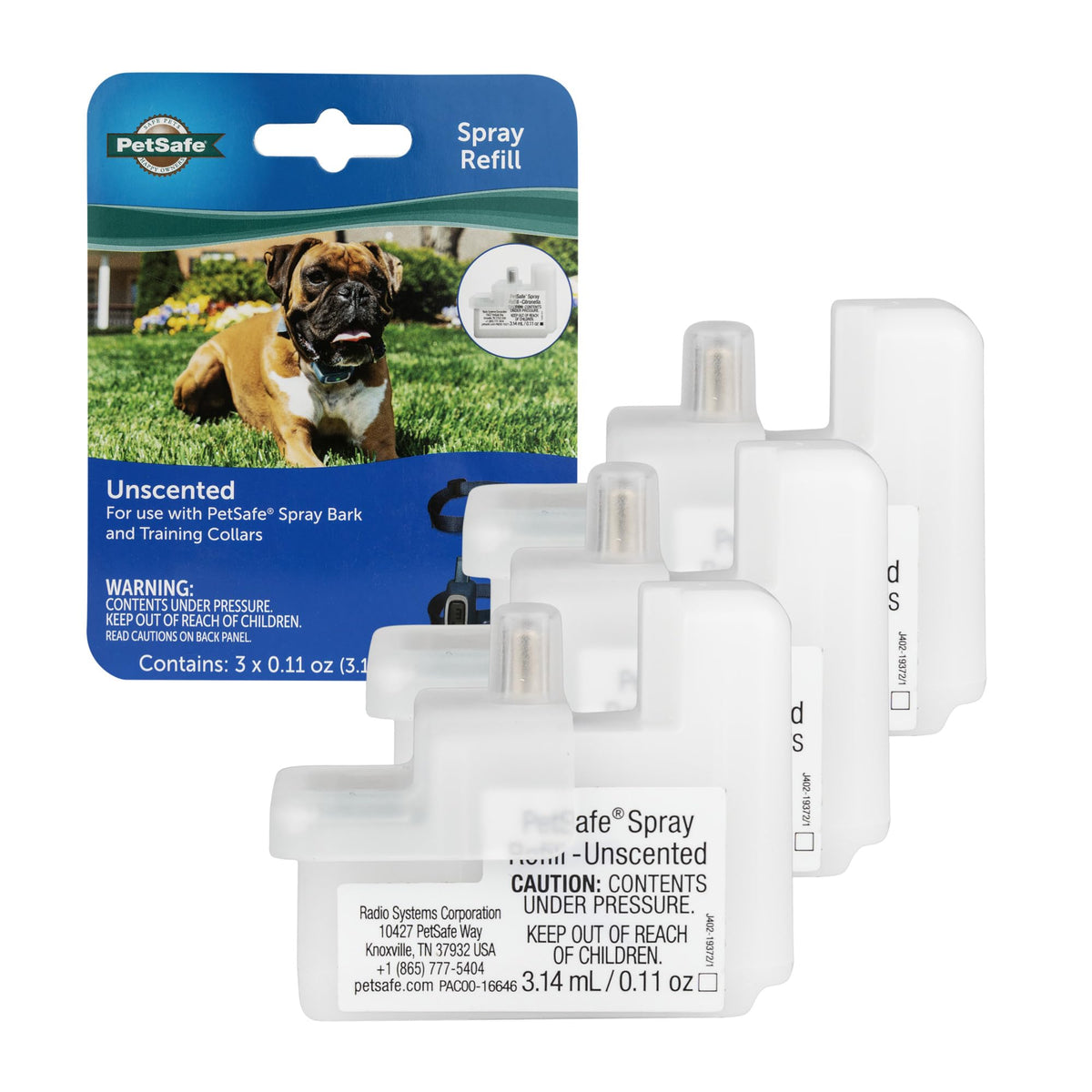 Petsafe Spray Refill - Unscented - No-Mess Replacement Cartridges Spray Dog Bark Collar Remote Training Collar - Refill Cartridge Only - 3-Pack - Pac00-16646