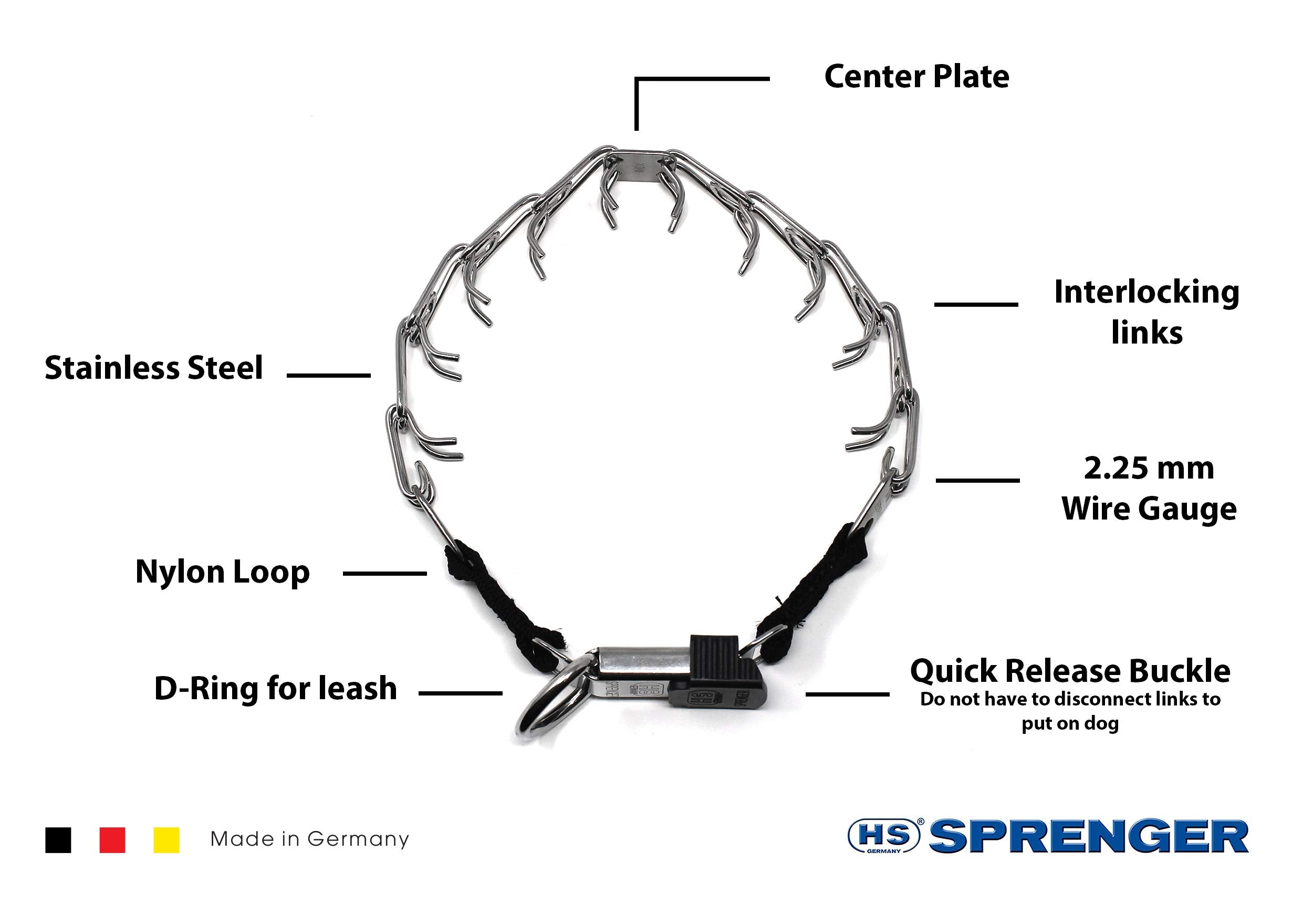 Herm Sprenger Stainless Steel Prong Dog Training Collar With Quick Release Buckle Ultra-Plus Pet Pinch Collar No-Pull Collar For Dogs Made In Germany 2.25Mm X 16In Small