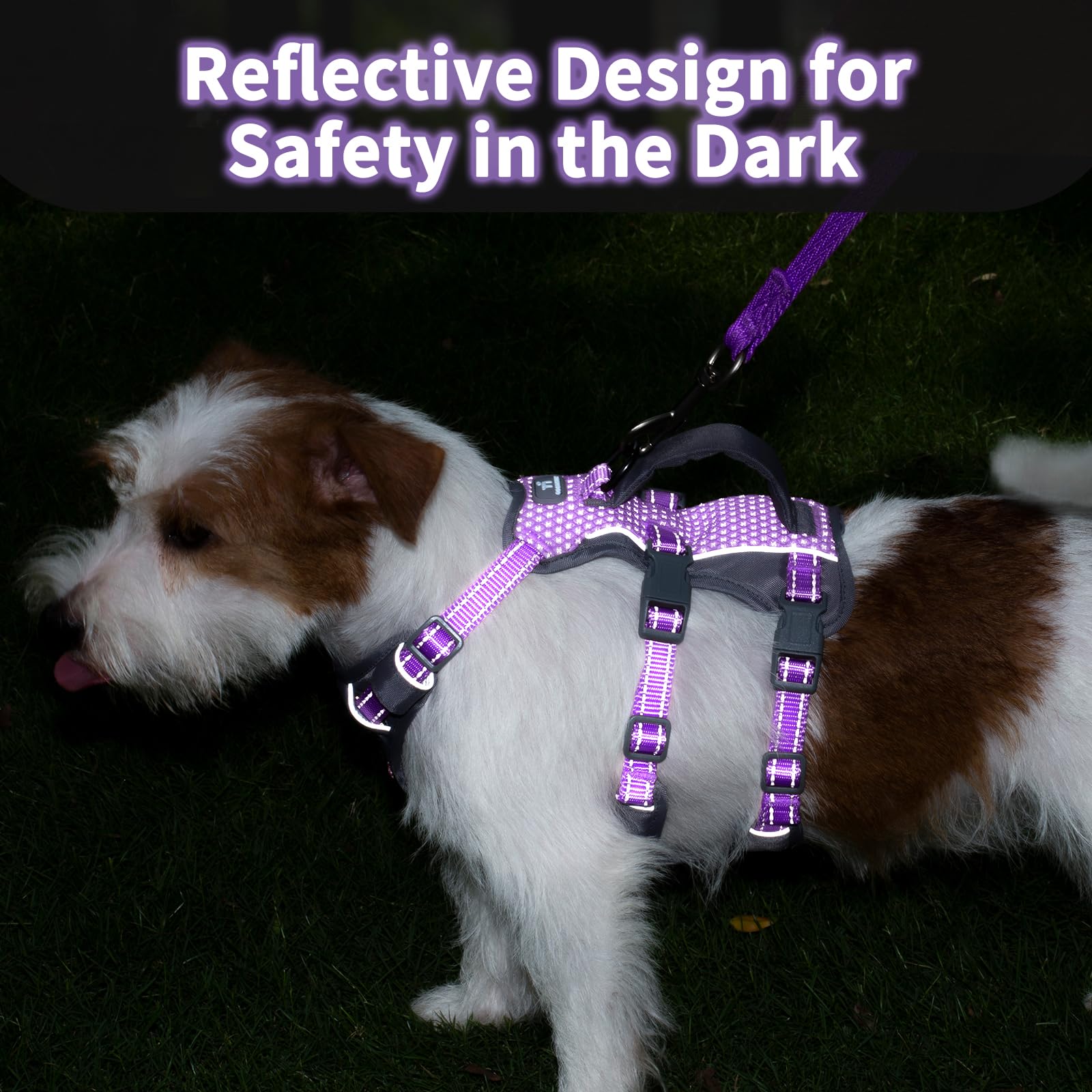 Huntboo Reflective Dog Harness With Handle, Escape Proof, No Slip,Breathable, Lightweight,Adjustable Lift Harness For Small,Medi