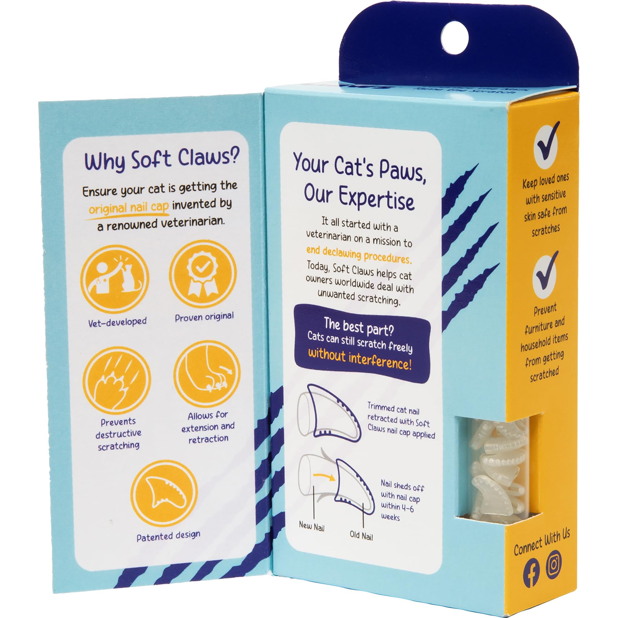 Soft Claws for Cats & Kitty - CLS (Cleat Lock System), Essentials for Kitten's First Year (20 Kitten Caps, 20 Small Caps), Color