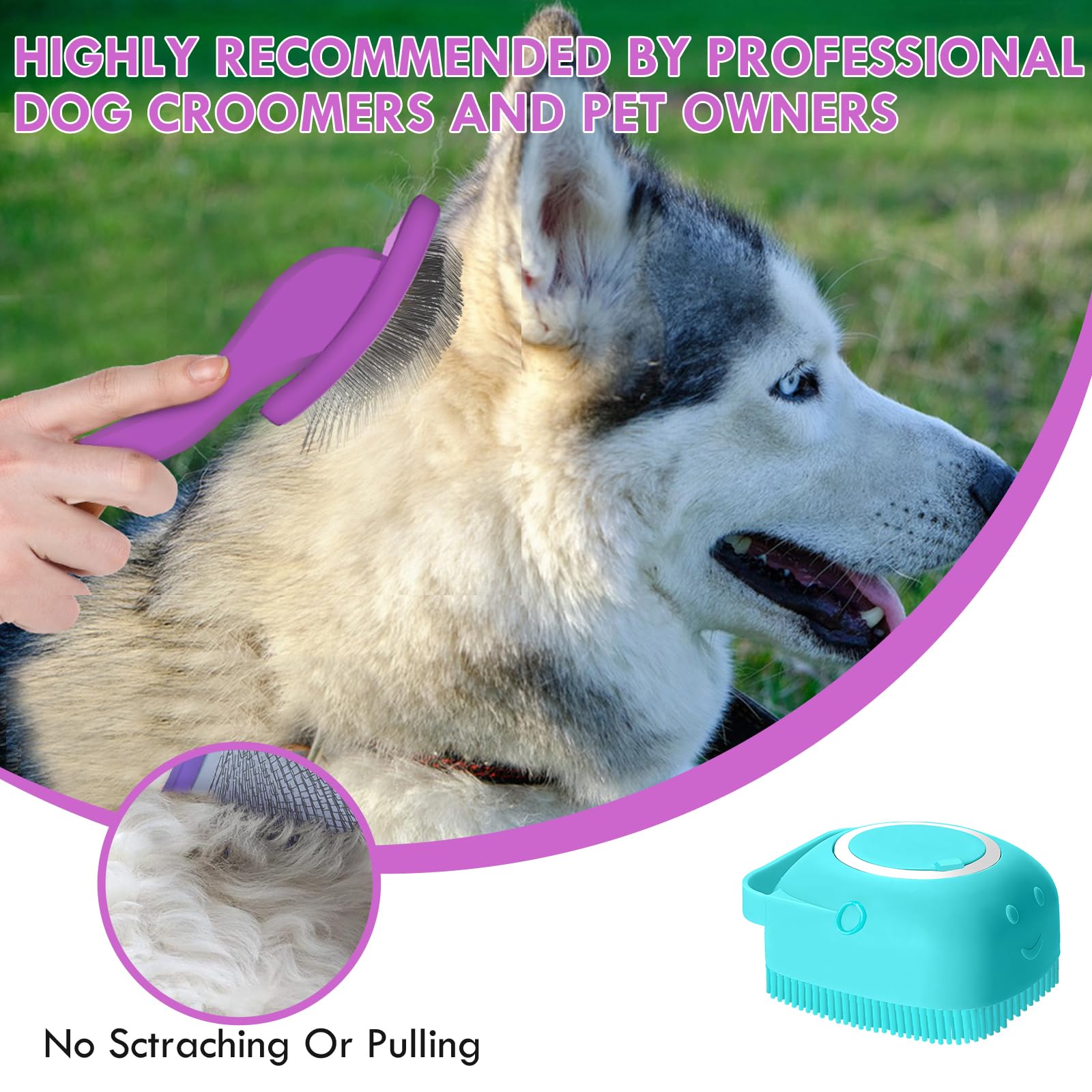 COZYGIFT Long Pin Dog Slicker Brush for Long Haired Dogs, Removes Loose Hair, Tangles and Knots, Professional Pet Grooming Kit,