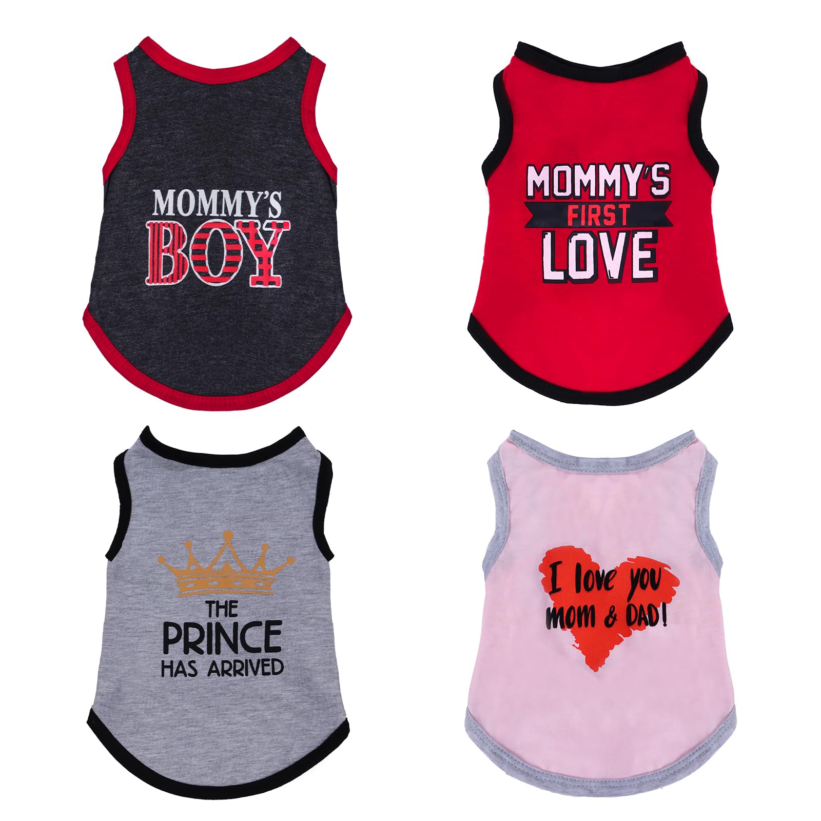 Pistha 4 Pack Dog Shirts Summer Printed Puppy Clothes Novel Sleeveless Pet T Shirts Dog Clothes For Small Medium Dogs Cats Boy(M