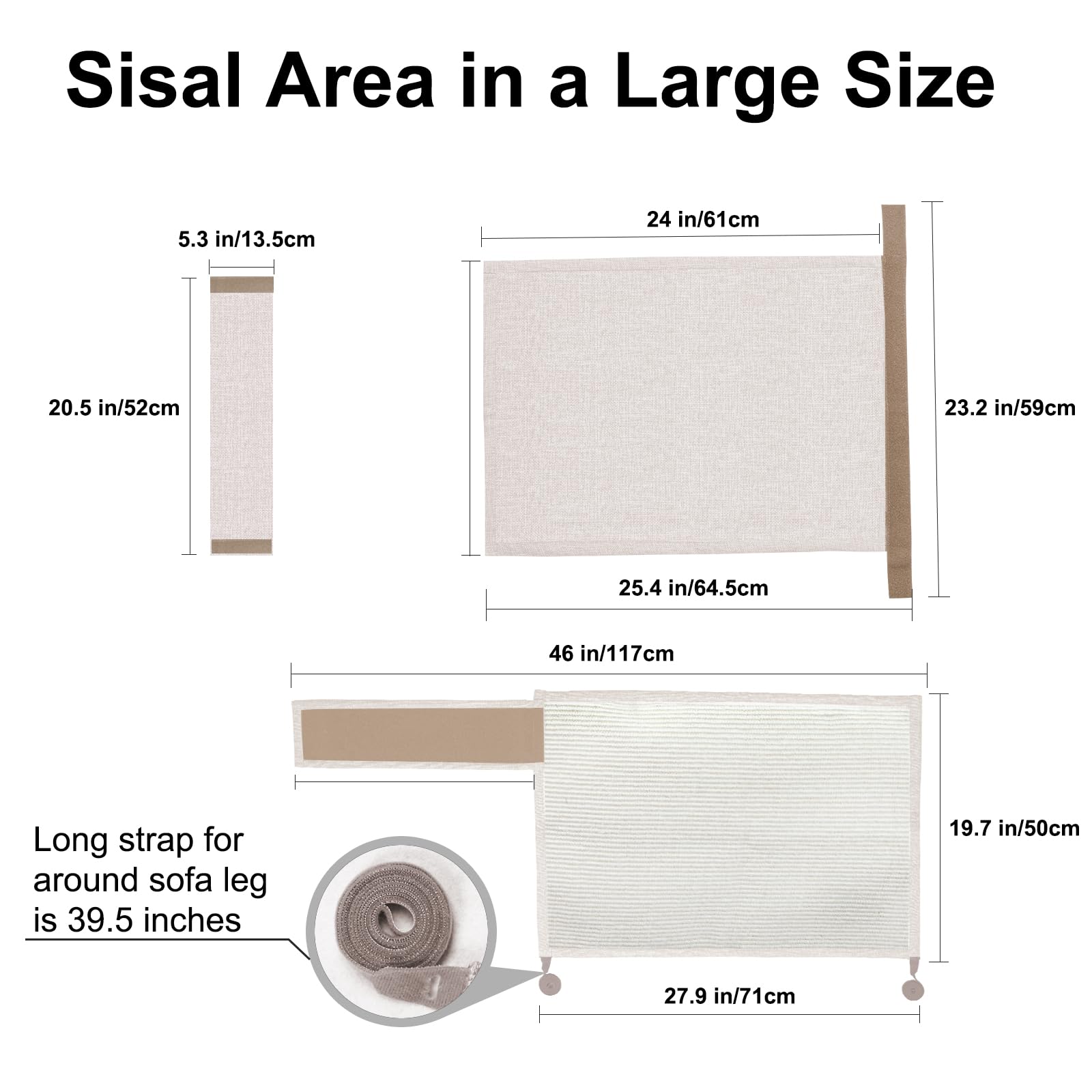 Oroonoko Cat Scratch Sofa Protector,27.6L*19.6Winch Cat Scratch Furniture Protector Pad,Cat Scratch Couch Arm Sheild With Natura