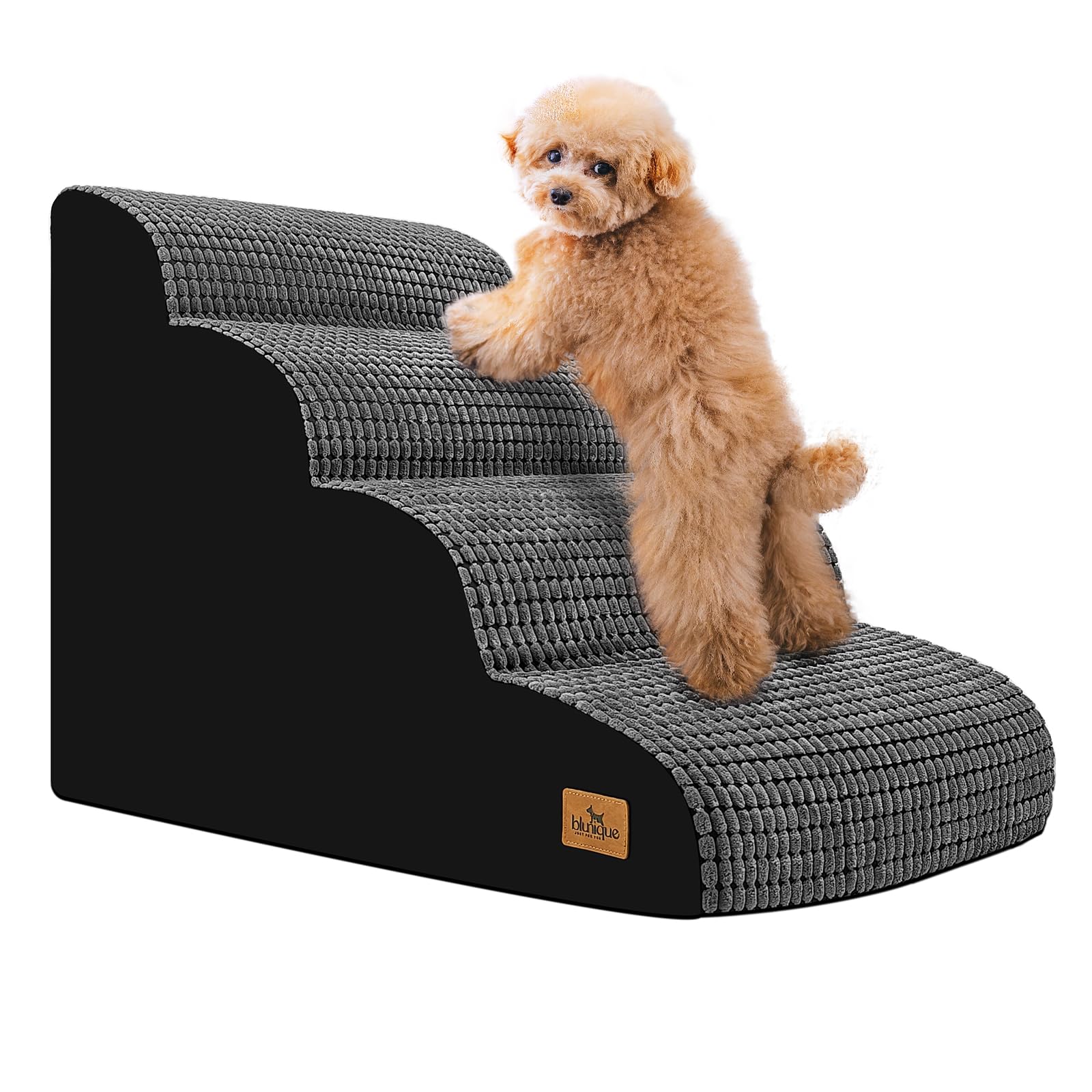 Dog Srairs For Small Dogs, 4-Step Dog Ramp For High Beds And Couch, Foam Dog Stairs With Durable Non-Slip Waterproof Fabric Cove