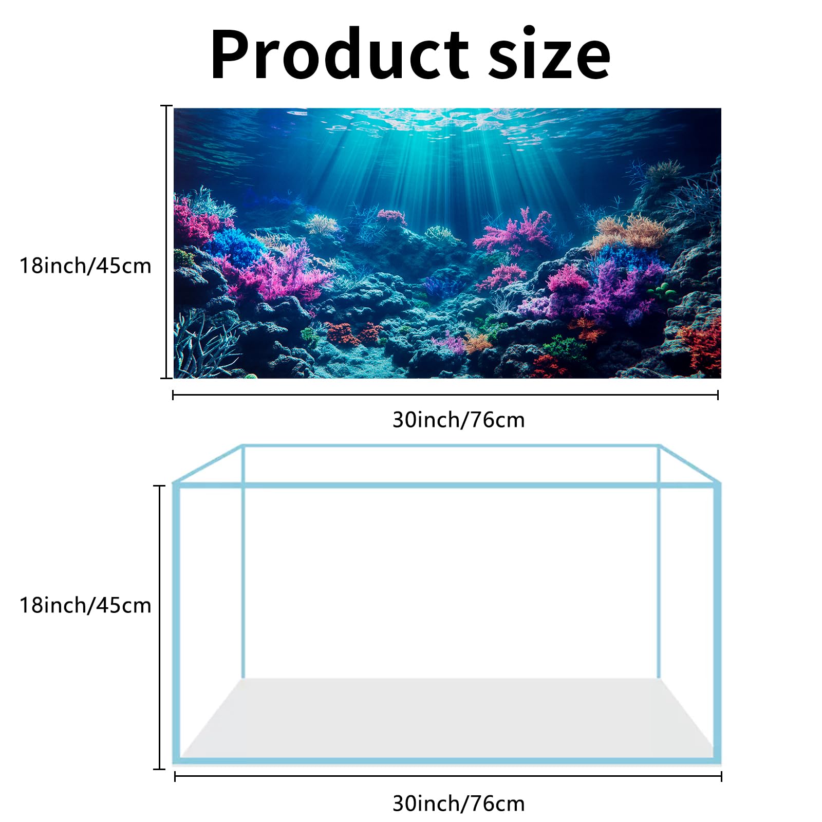 COMSUN 3 Pack Aquarium Background, 30x18 inches Polyester Aquarium Background, Cloth Fish Tank Background, Undersea Corals Sunsh