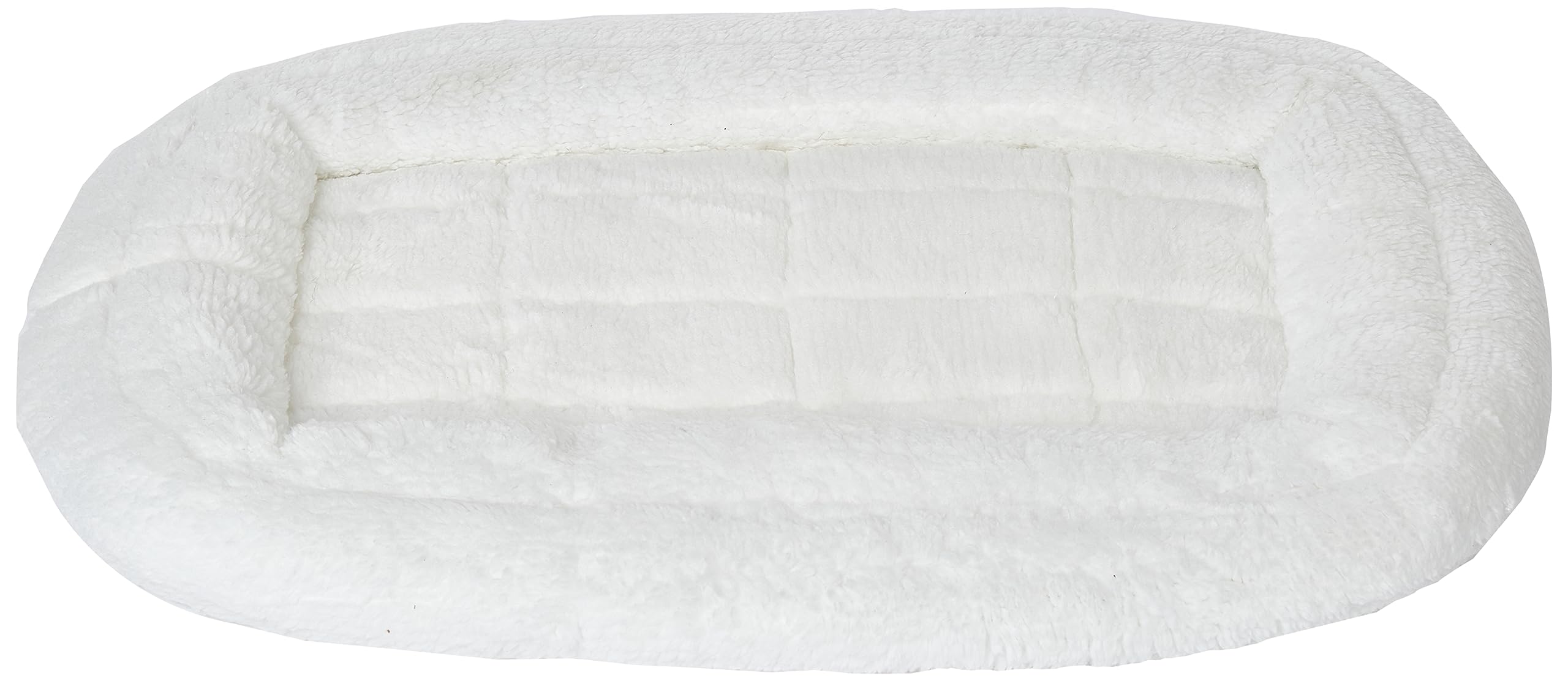 MidWest Homes for Pets 24-Inch Double Bolster Dog Bed - White Fleece for Small Breeds, Fits 24-Inch Crates, Comfortable & Durable