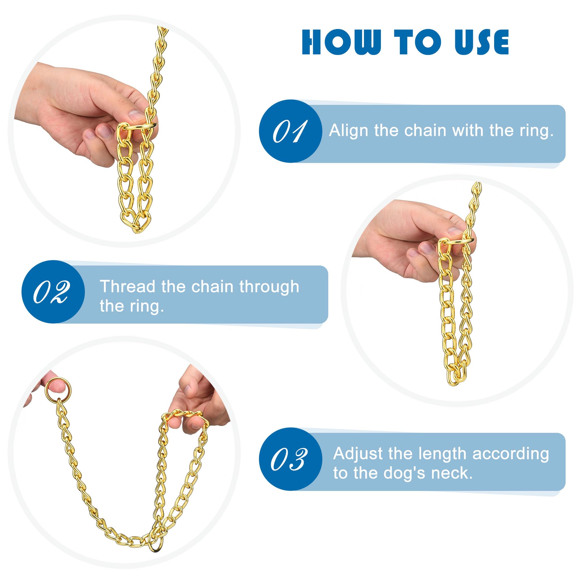 Mogoko Stainless Steel Dog Choke Chain Collar, Puppy Metal P Chain Slip Collar Pet Training Walking Choker(Gold; 3.5Mm;22.0 Inch