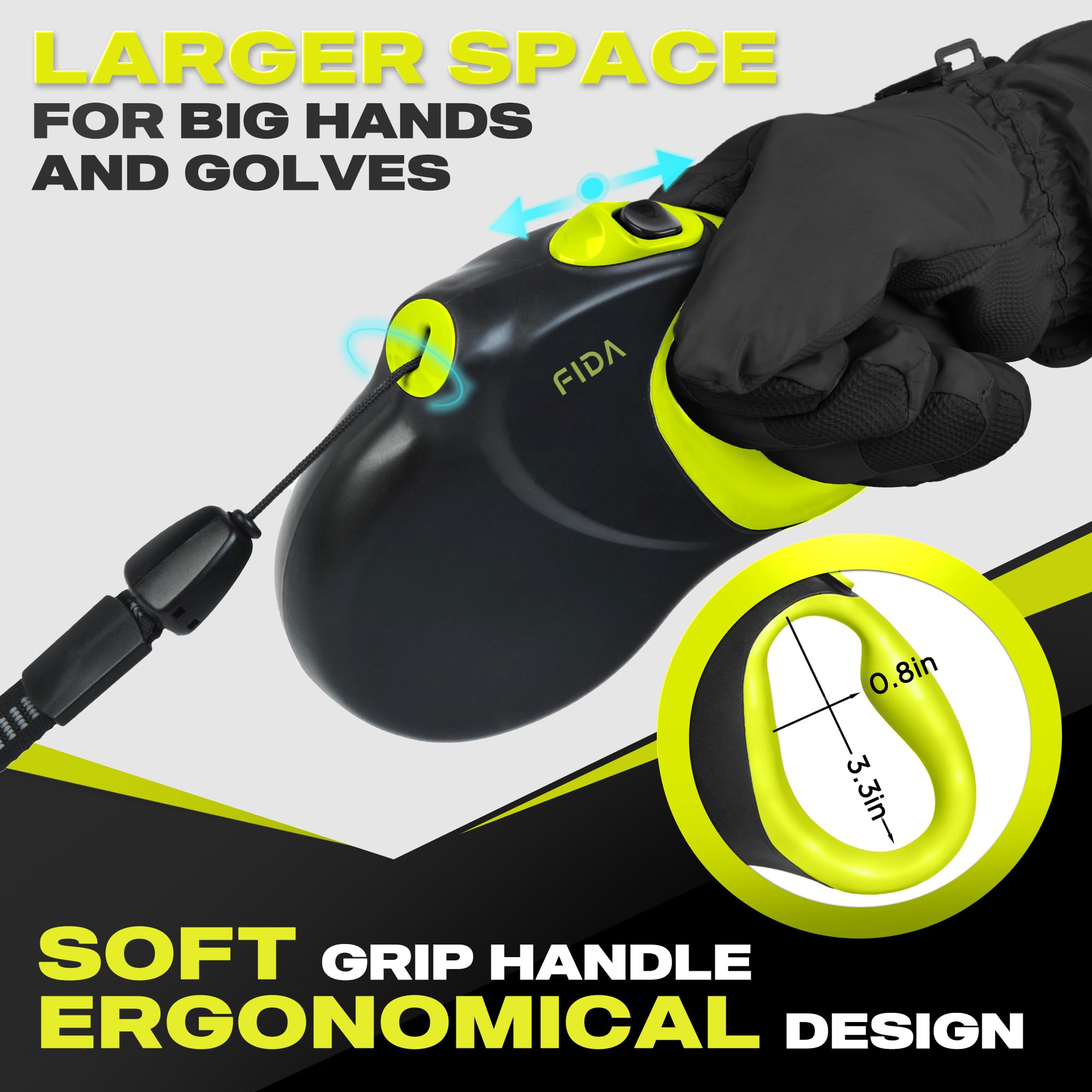 Fida 30Ft Upgraded Retractable Dog Leash, Heavy Duty Pet Walking Leash For Medium/Large Breed Up To 110 Lbs, 360 Tangle-Free Lon