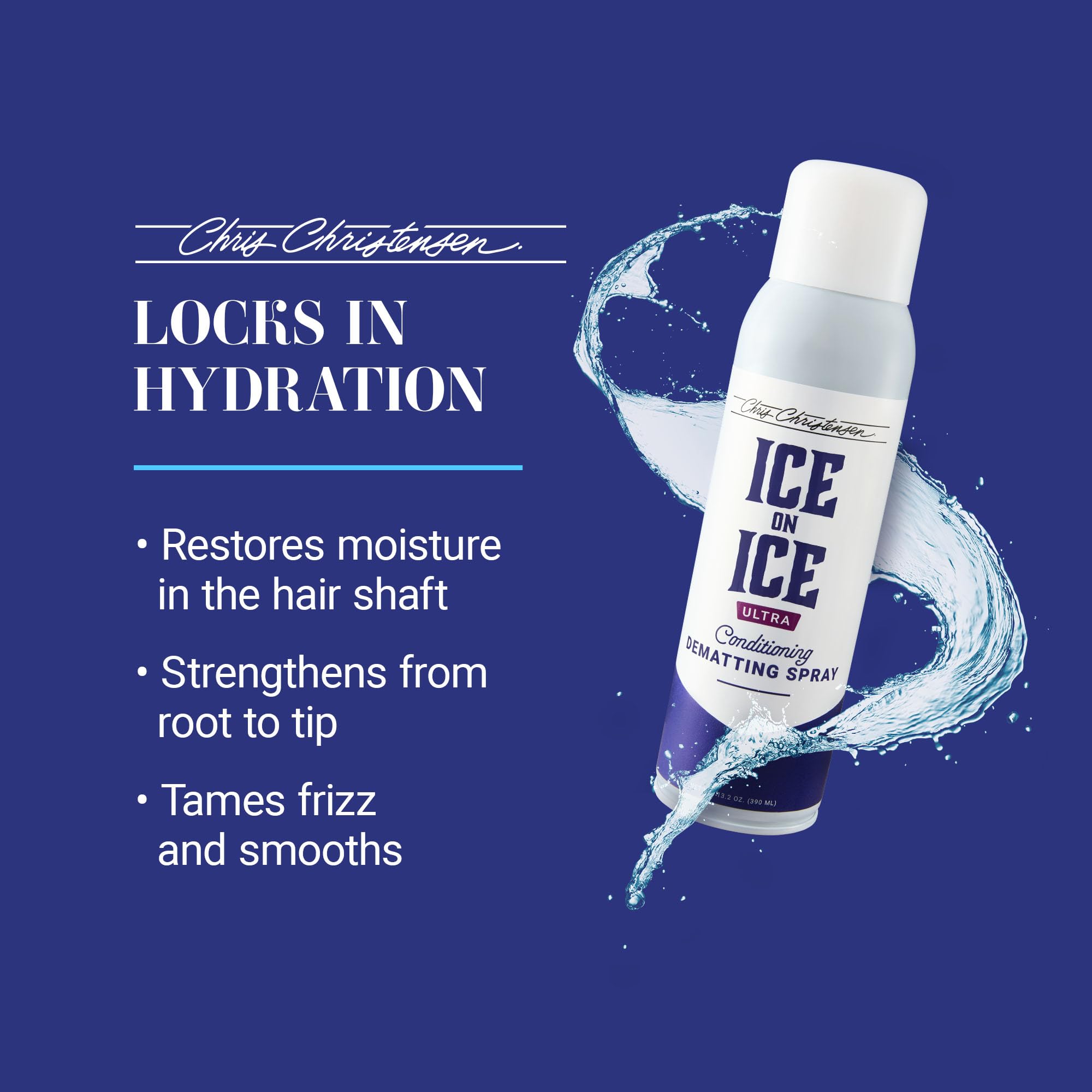 Chris Christensen Ice on Ice Ultra Conditioning Dematting Spray, Dog Conditioner, Groom Like a Professional, Lightweight Formula