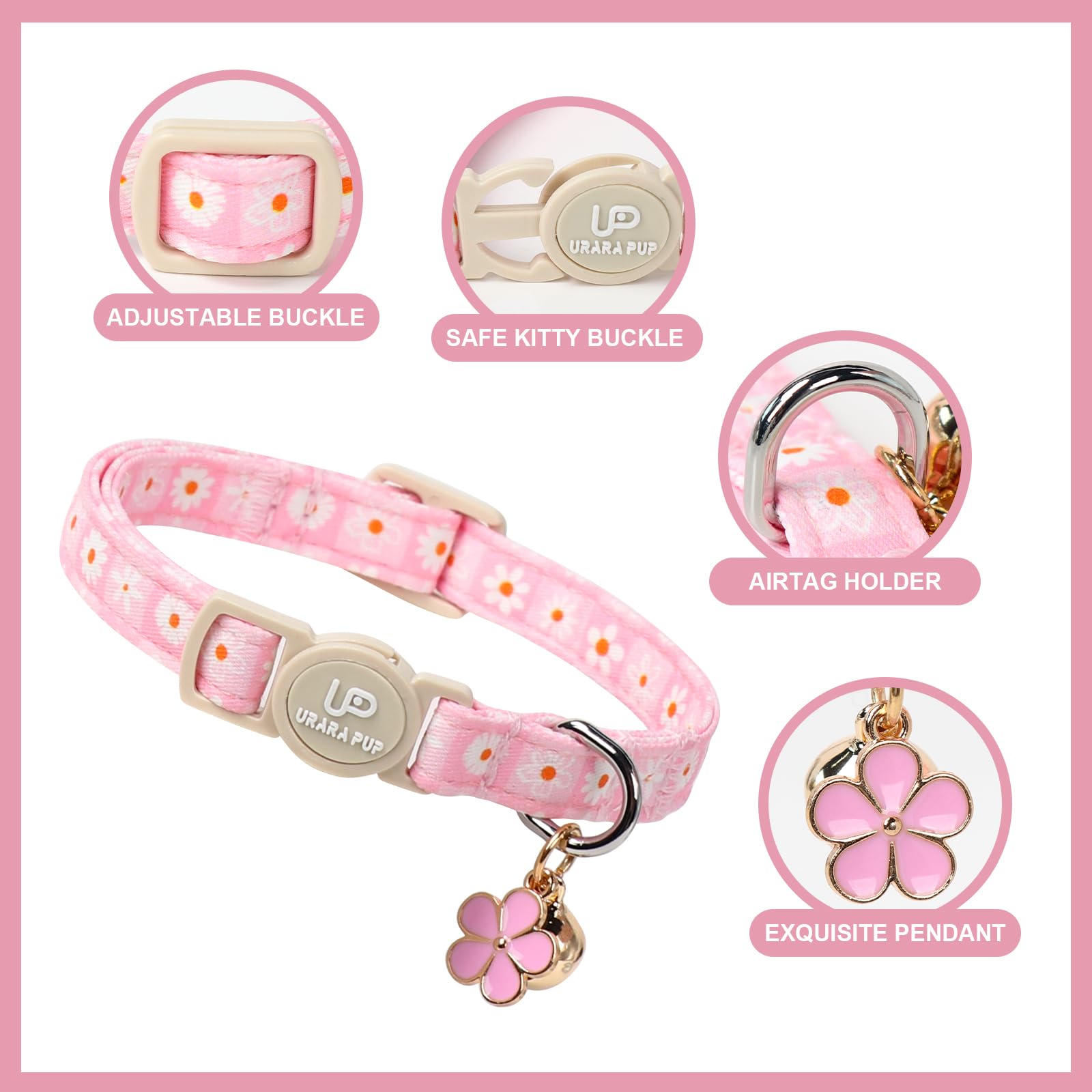 Up Urara Pup Cat Collar, Pack Of 2 Summer Kitten Collars-Cute Lime And Strawberry Pendants-Breakaway Kitty Collars,Cat Collar Wi