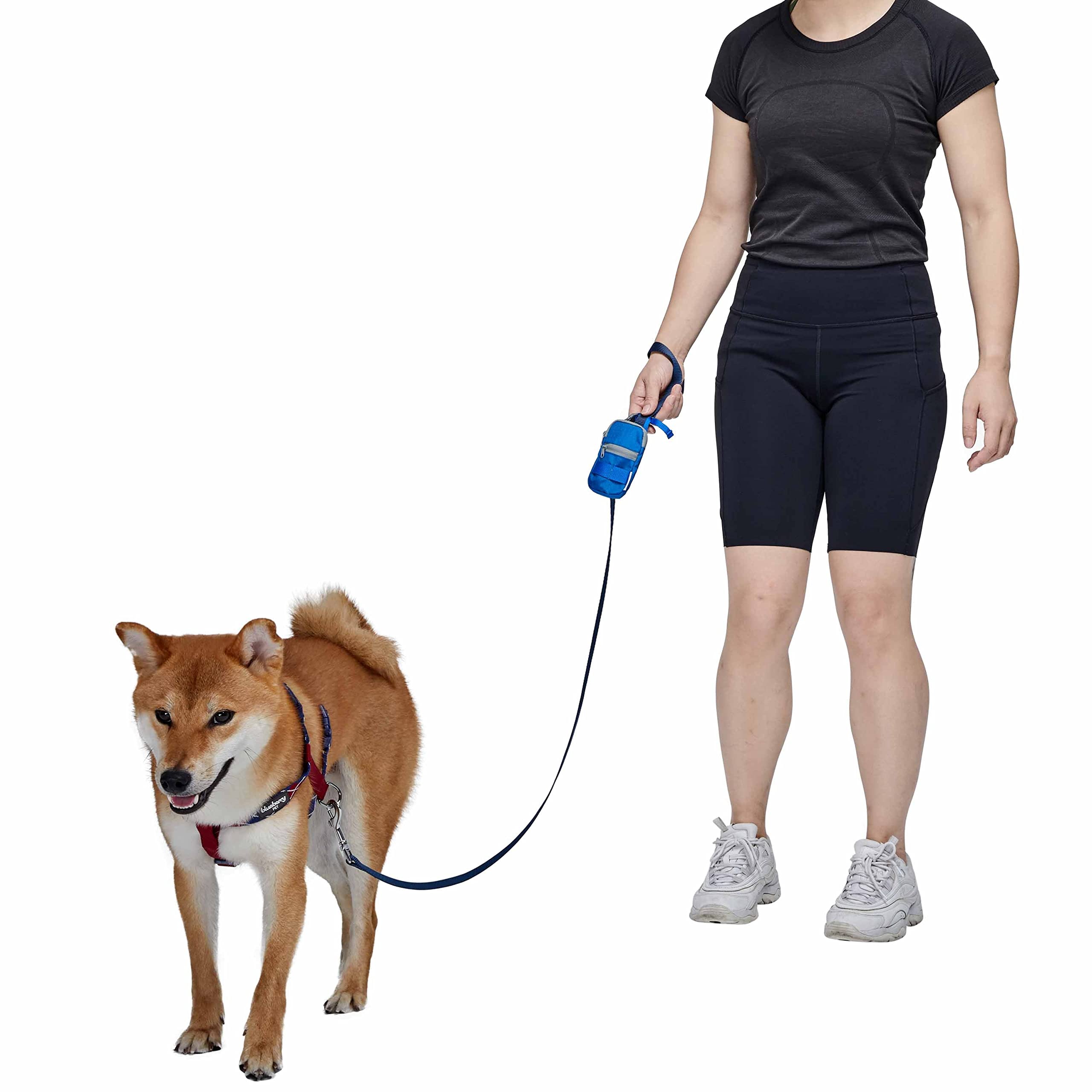 Blueberry Style Blue Dog Waste Bag Dispenser, Dog Poop Bag Holder Leash Attachment, Includes 1 Roll of Free Poop Bags