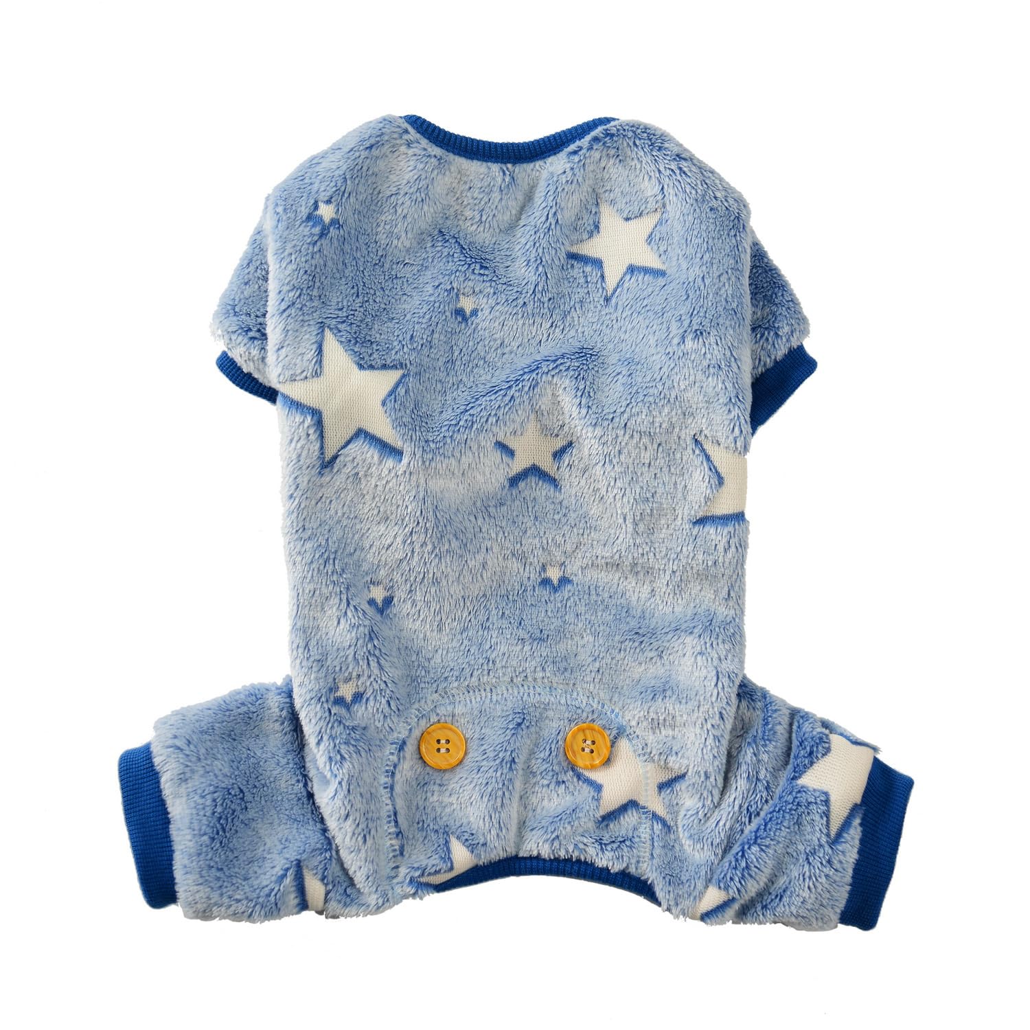 Maigllra Plush Dog Pajamas Glow In The Dark Dog Jumpsuit 4 Legged Onesie For Small Medium Large Dog, Blue Star S