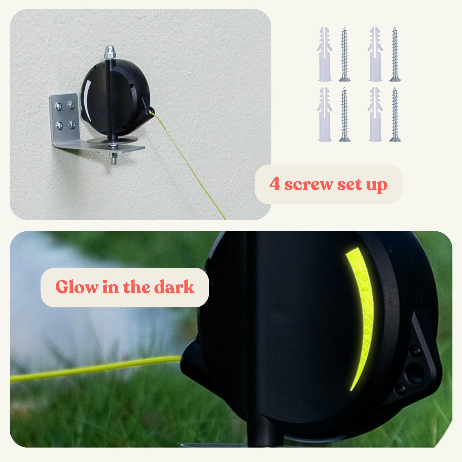 Heavy Duty Wall Mount Retractable Dog Tie Out Cable For Small To Large Dogs-No Tangle Tie Out Rope For Secure Yards/Garden-Heavy