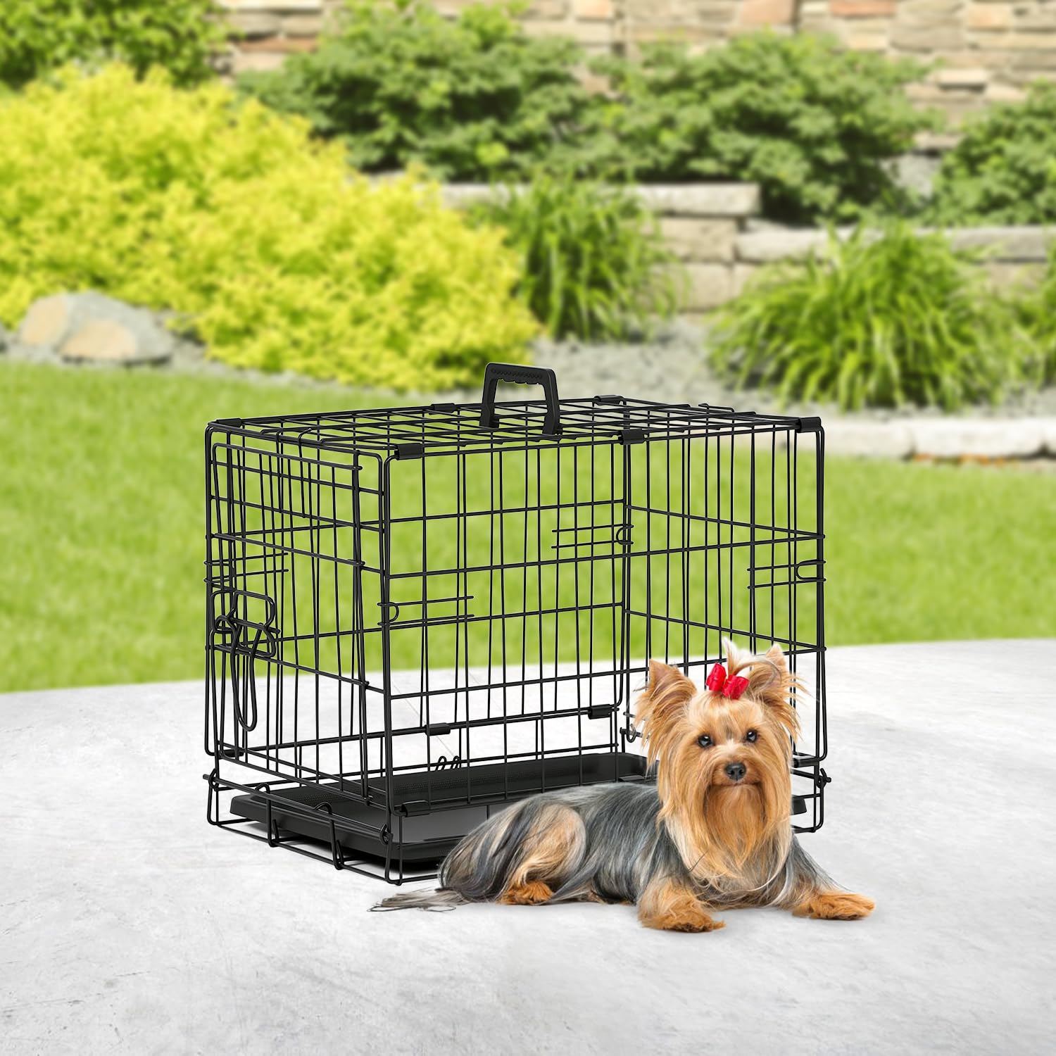 BestPet | Dog Crate | 18 | Black | Foldable Metal Kennel with Single Doors, Secure Slide-Bolt Latches, Leakproof Tray | Portable