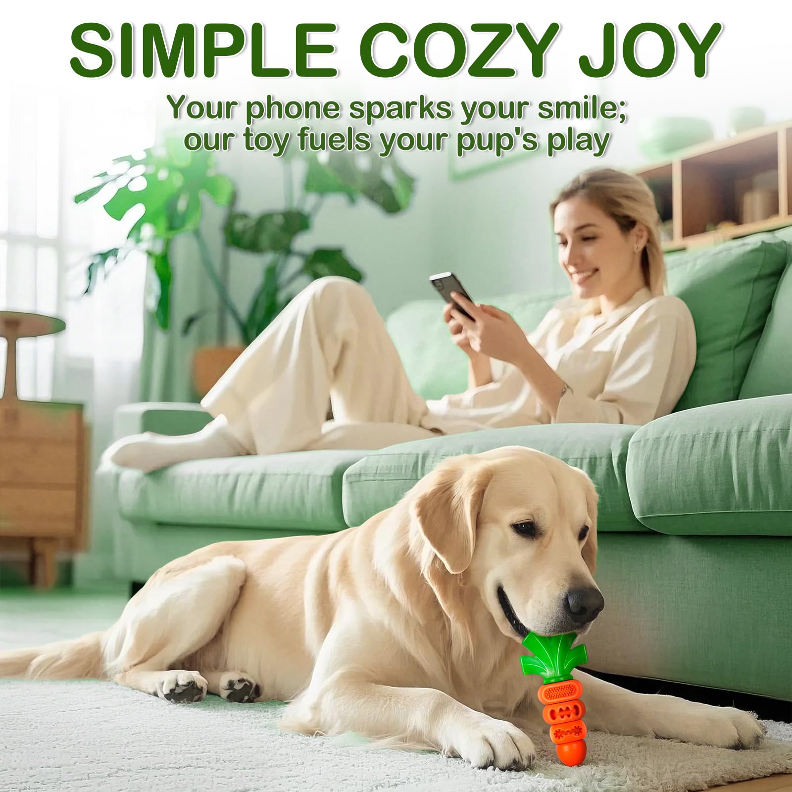 Frienhund Bacon Flavored Dog Toys for Aggressive Chewers, Tough Dog Chew Bone, Durable Nylon & Rubber Teeth Cleaning Toy, Carrot