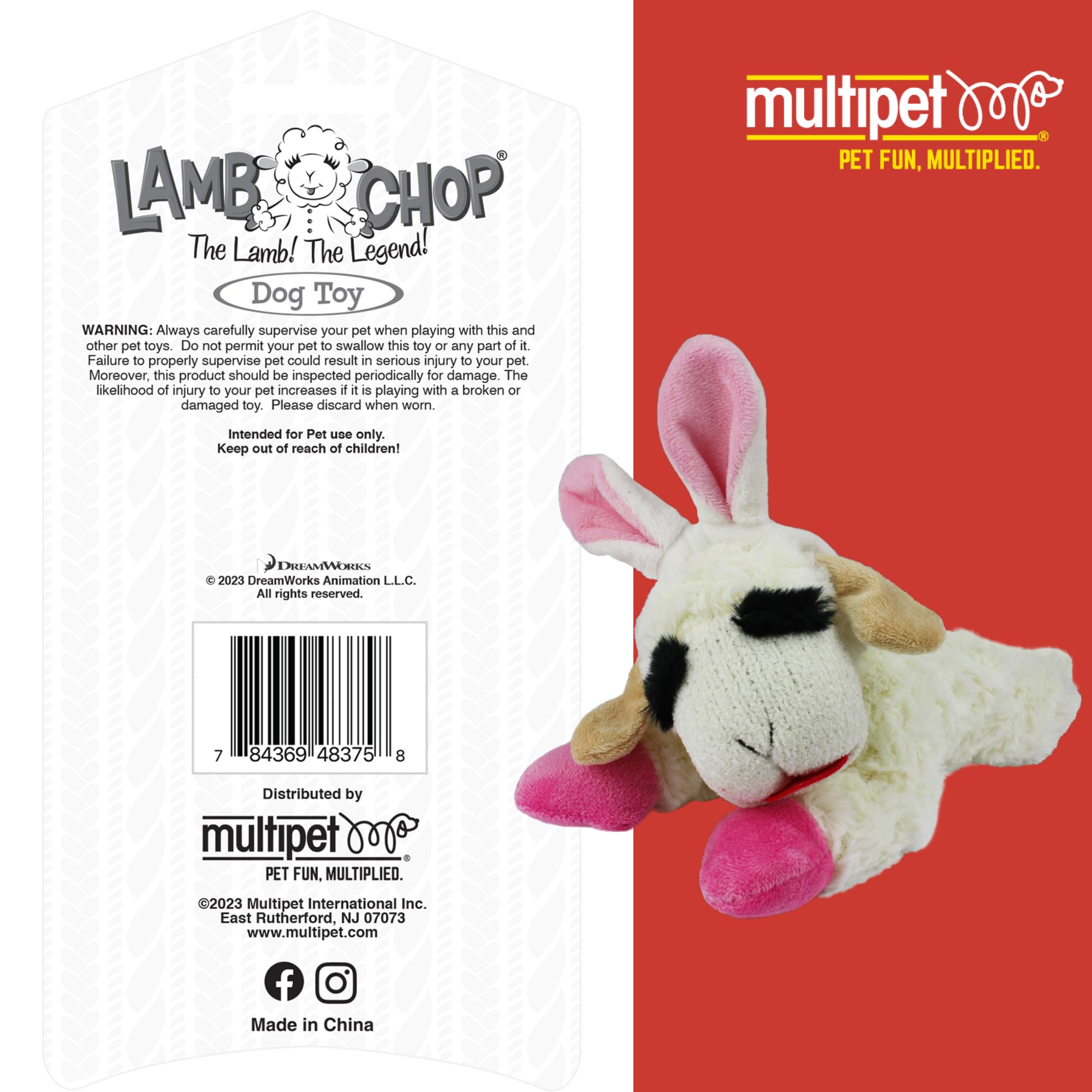 Multipet Easter Bunny Ears Lamb Chop Dog Toy 6 inch Mini