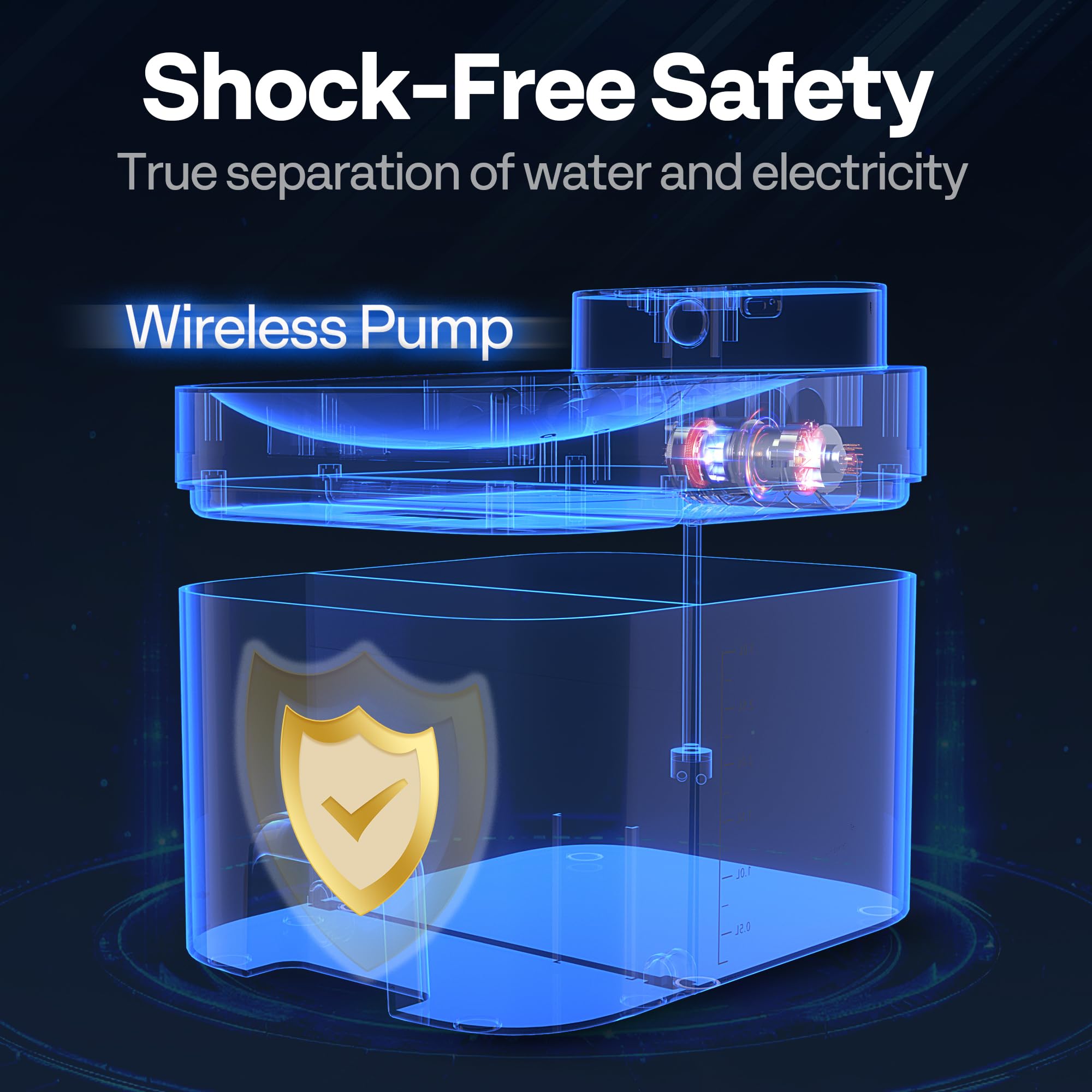 Vivohome Smart Pet Water Fountain, 101Oz Separated Fresh Water Tank, No Fliter Needed & Wireless Pump, Battery Operated Super Cl