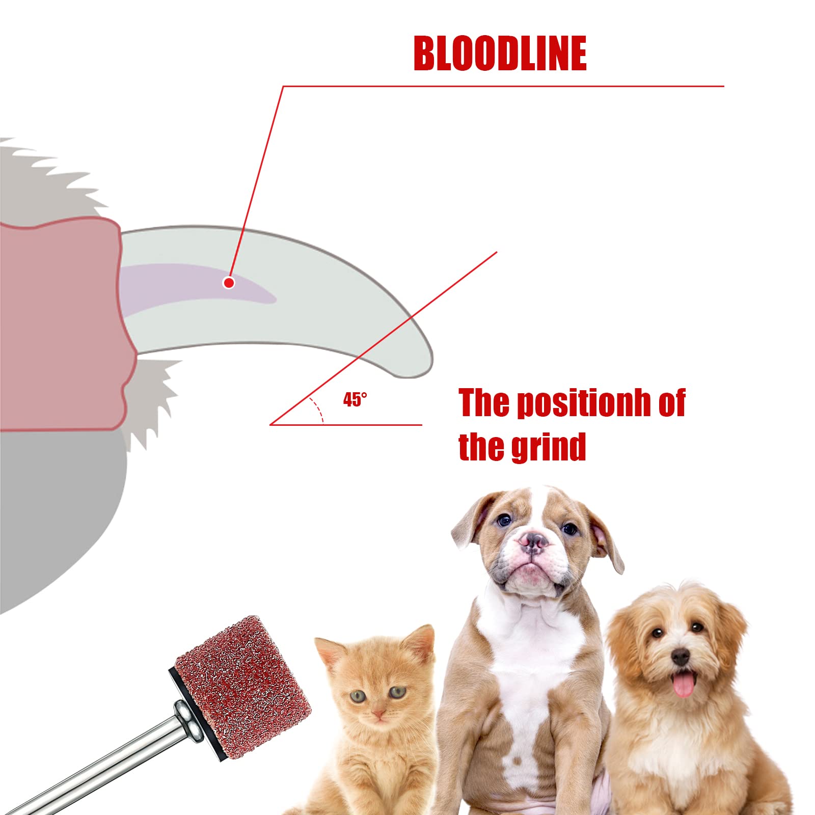 26 Pack Nail Grinder for Dogs Replacement Kit Sanding Drum Set Grit Sand Bands Shank Rotary Tool Kit Pet Nail Smoother Dog Claw