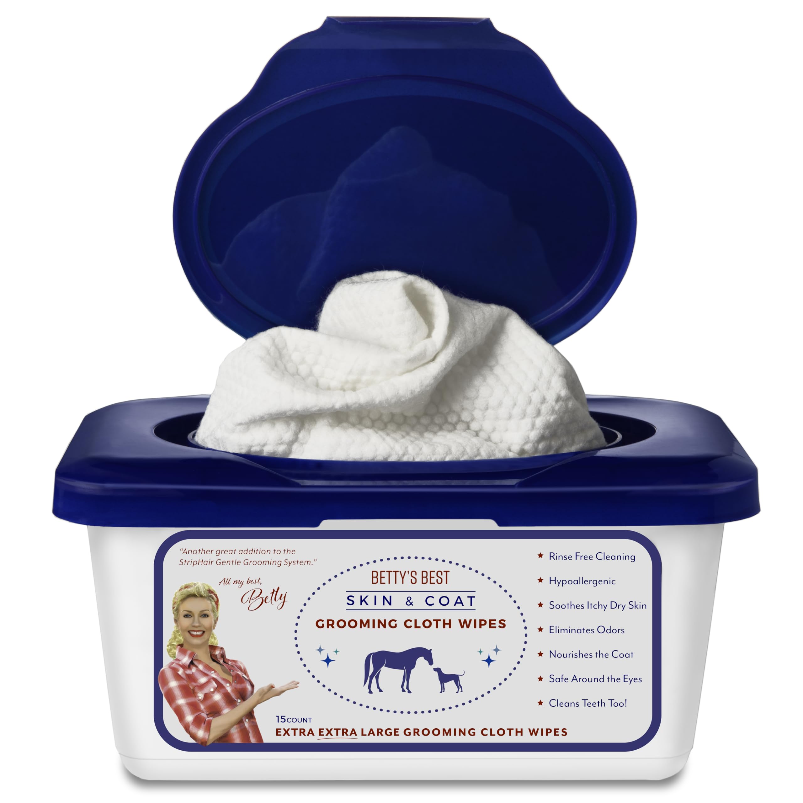 Striphair Bamboo Cloth Wipes Extra Large Reusable 12X12In For Dog Pet Horse Coat Grooming And All Purpose - With Dispenser