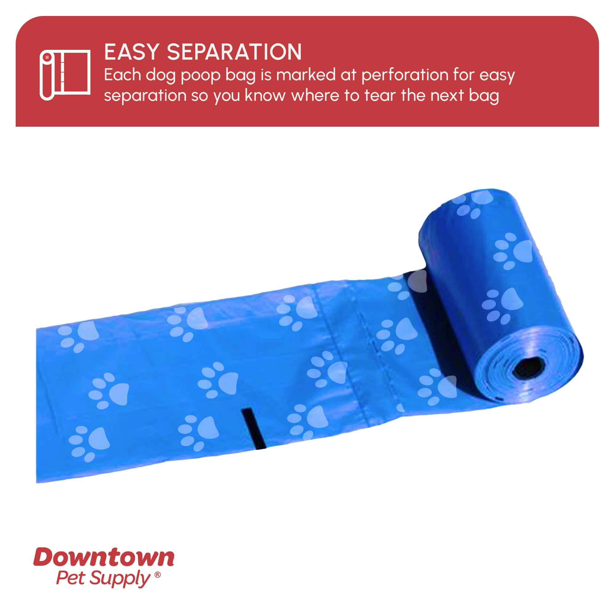 Downtown Pet Supply Poop Bags For Dogs With Dispenser, 1000 Count - Leak-Proof Dog Waste Bags And Bone-Shaped Dog Poop Bags Holder For Leash - Rainbow With Paw Prints, 12.5' X 8.5'