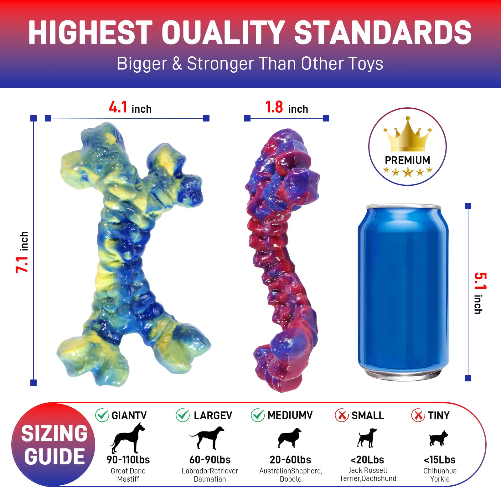Aelflane 2 Pack Dog Toys for Aggressive Chewers, Indestructible Chew Toys for Dogs, Boredom and Stimulating Best Dog Toys for Me