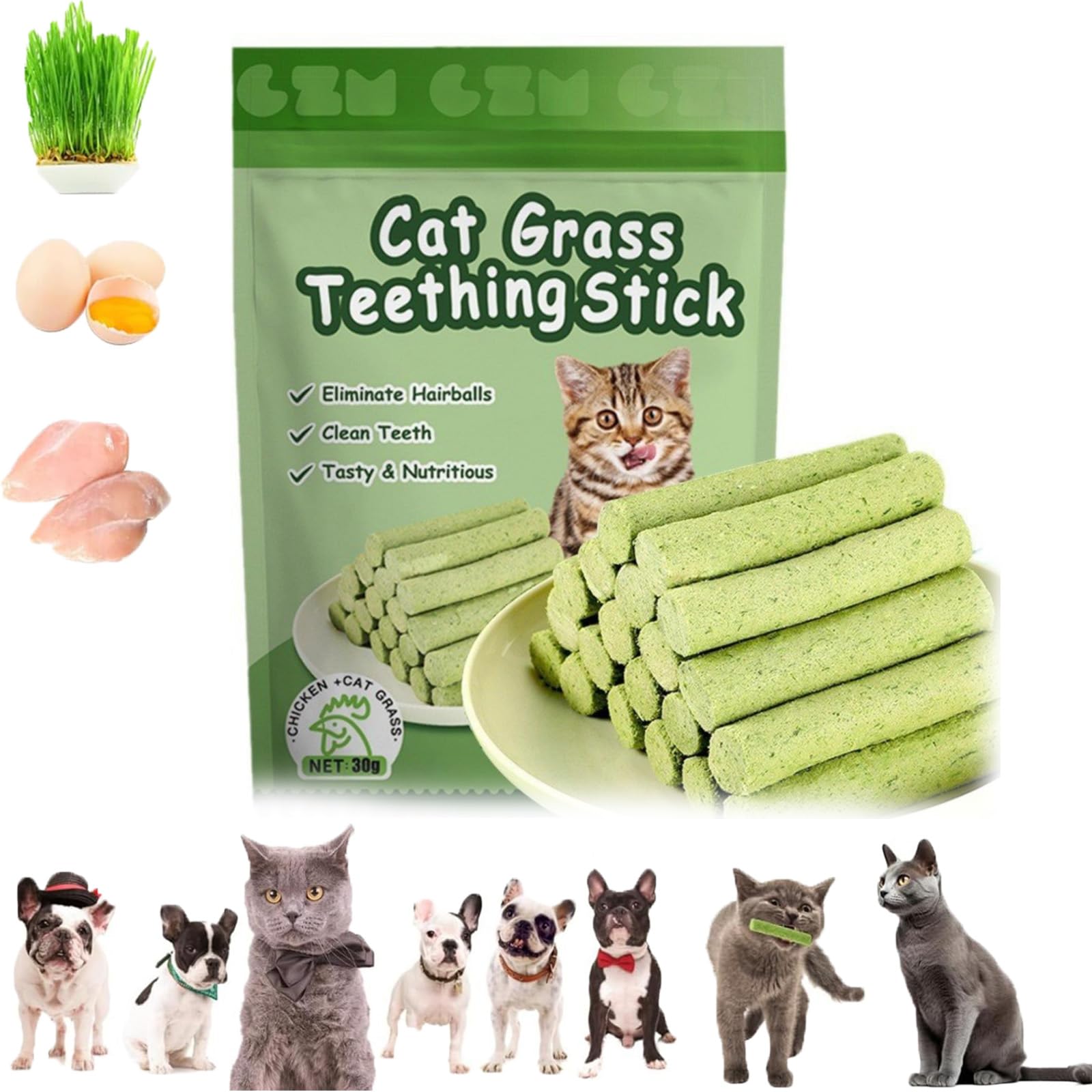 2024 New Cat Grass Teething Stick, Cat Grass Sticks For Increase Appetite And Hairball Removal And Cat Teeth Cleaning, Cat Grass