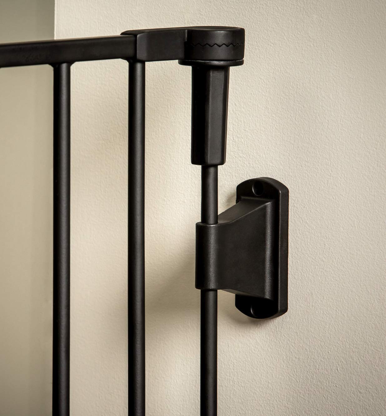 Regalo Deluxe Widespan Safety Gate, 74.5" W x 28" H, Metal, Black, Model 1176, Includes 4 Wall Mounts