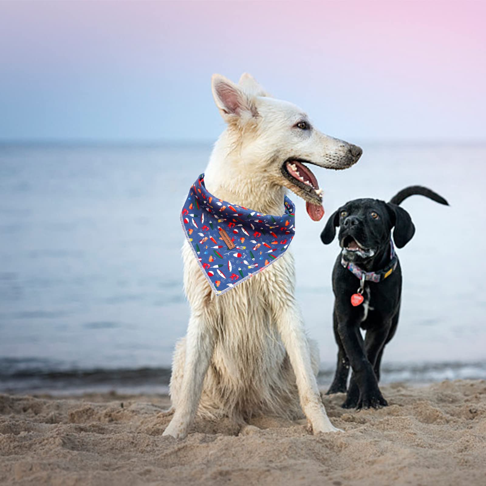 Elegant Little Tail Premium Durable Fabric Washable Dog Scarf, Adjustable Pet Bandana For Medium Large Dogs
