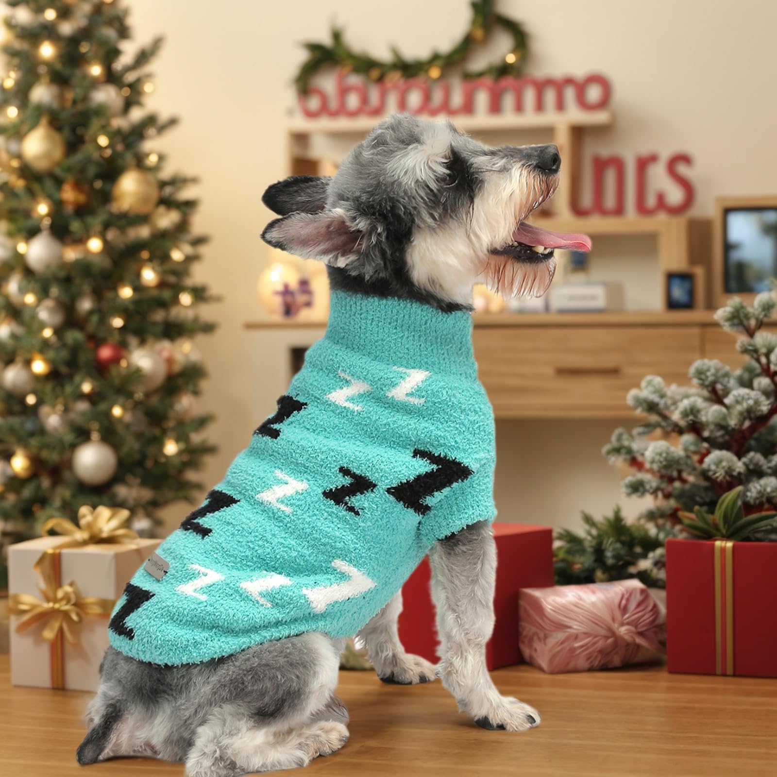 Mengmengda Dog Sweaters For Small Dogs Girls Boys Cold Weather Cable Knitwear Thick Warm Outfits Dog Clothes For Chihuahua Bulldog Dachshund Pug Yorkie Schnauzer Cat Sweaters (Turquoise-Xs)