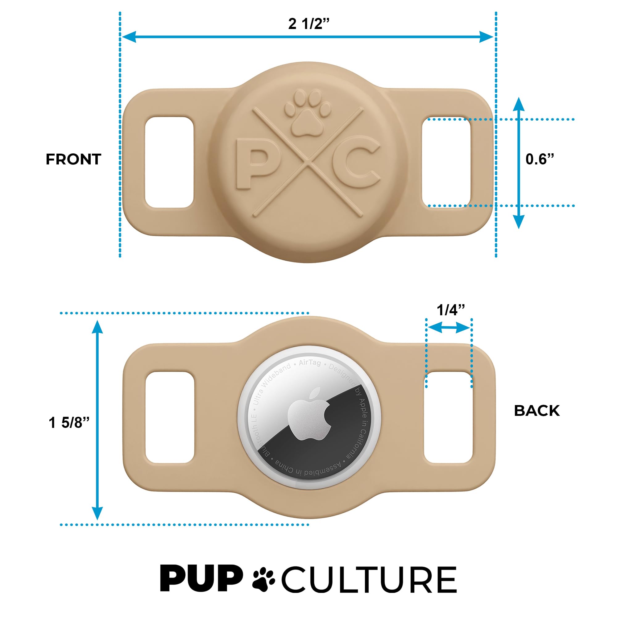Pup Culture Airtag Cat Collar Holder - Extra-Durable, Lightweight, Track Your Cat With Apple Airtag