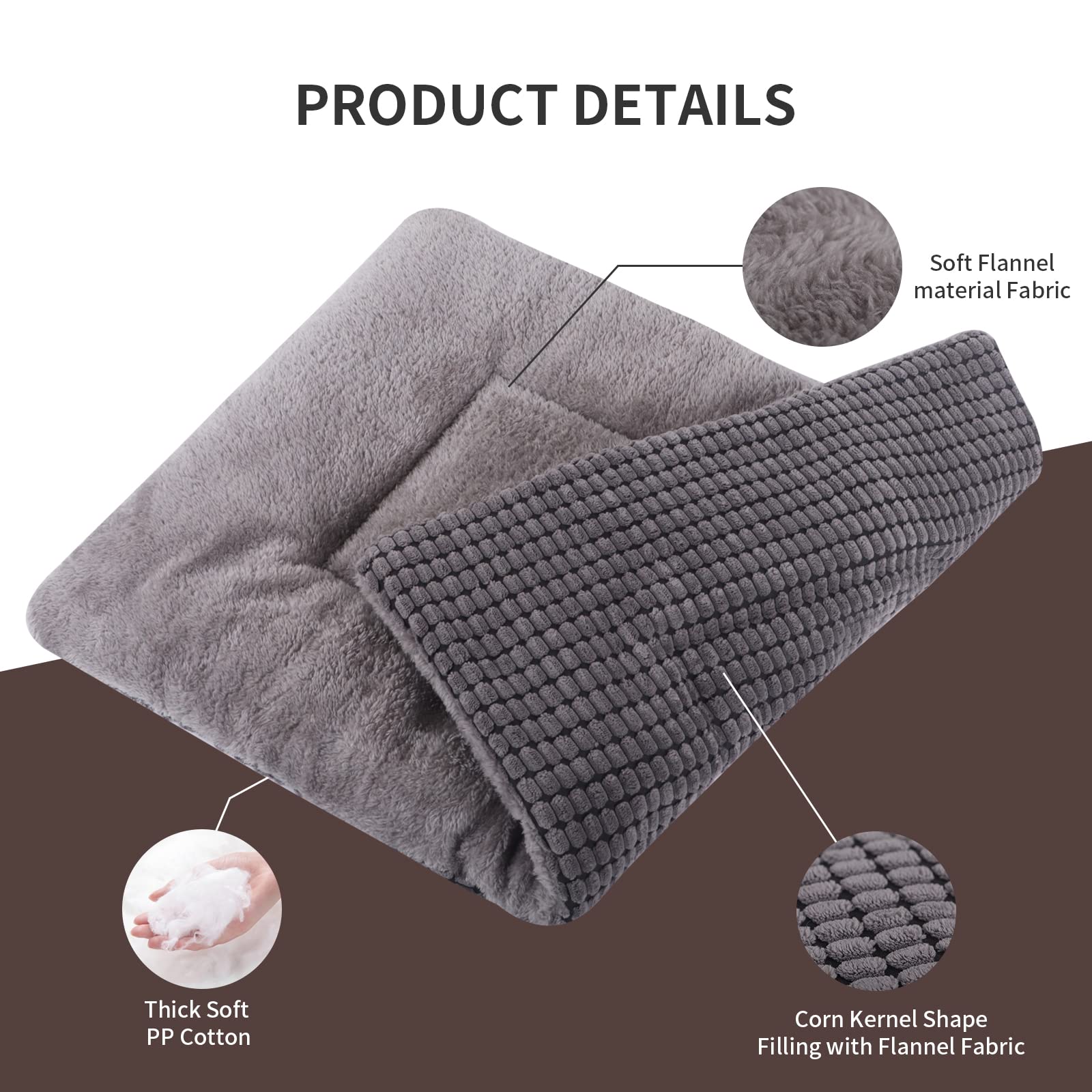 Vetasac Dog Bed Mat, Soft And Warm Pet Cushion, Dual Purpose Washable Mattress Bed For Small Medium Large Dog And Cat Sleeping Xb004 (24'X18', Light Grey)